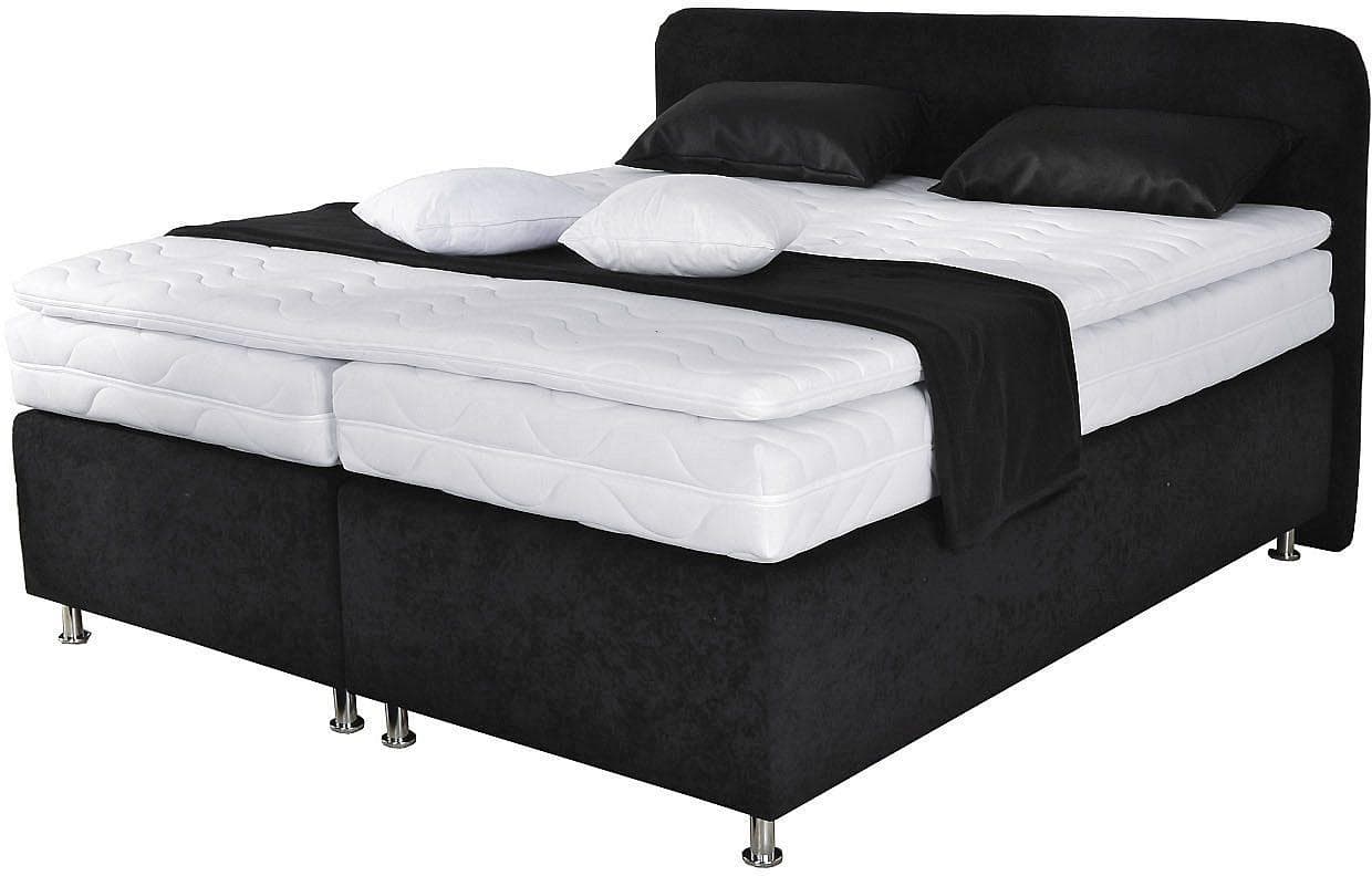Westfalia Schlafkomfort Boxspringbett Schwarz mit Topper