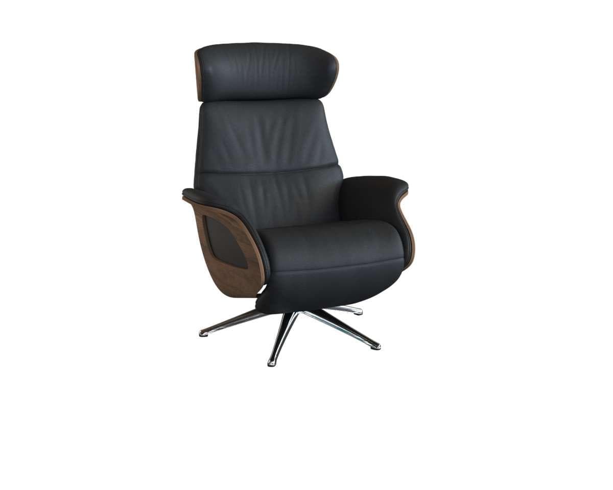 Flexlux Relaxsessel Clement Elektrisch Schwarz Walnuss