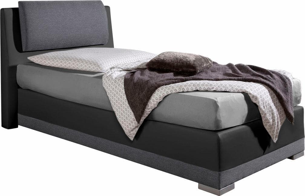 Boxspringbett MAINTAL Anthrazit/Schwarz mit verstellbaren Kopfstützen