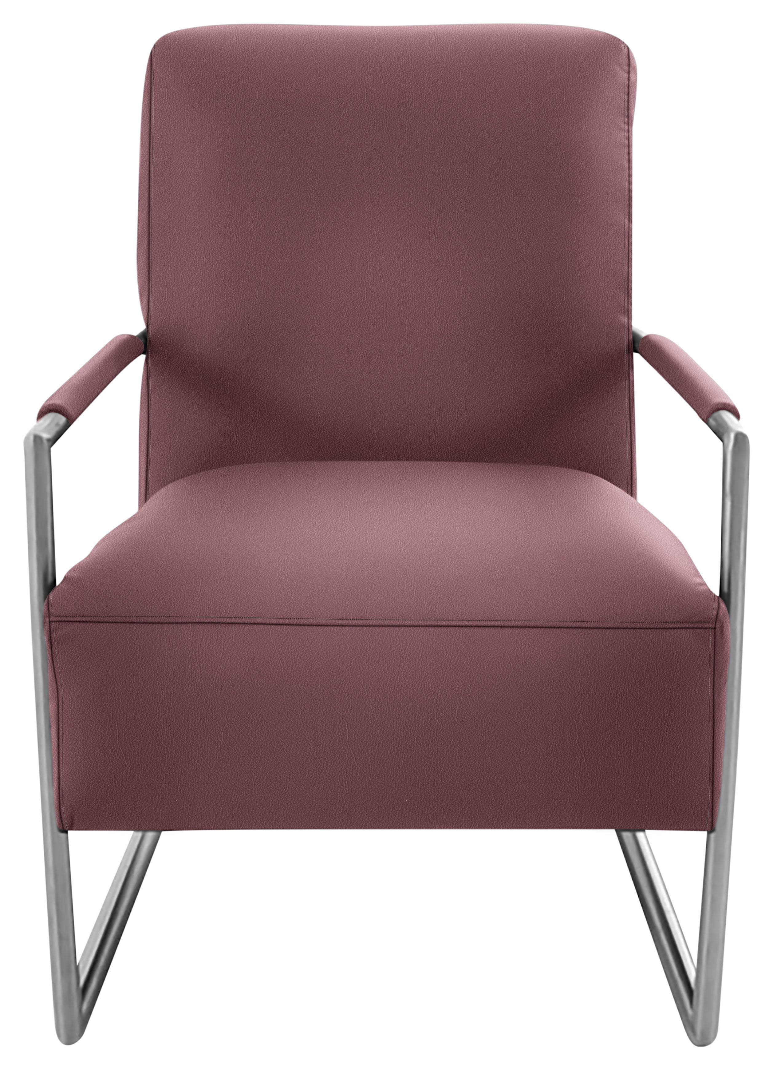 K+W Cocktailsessel Loft Leder Carbernet Edelstahloptik