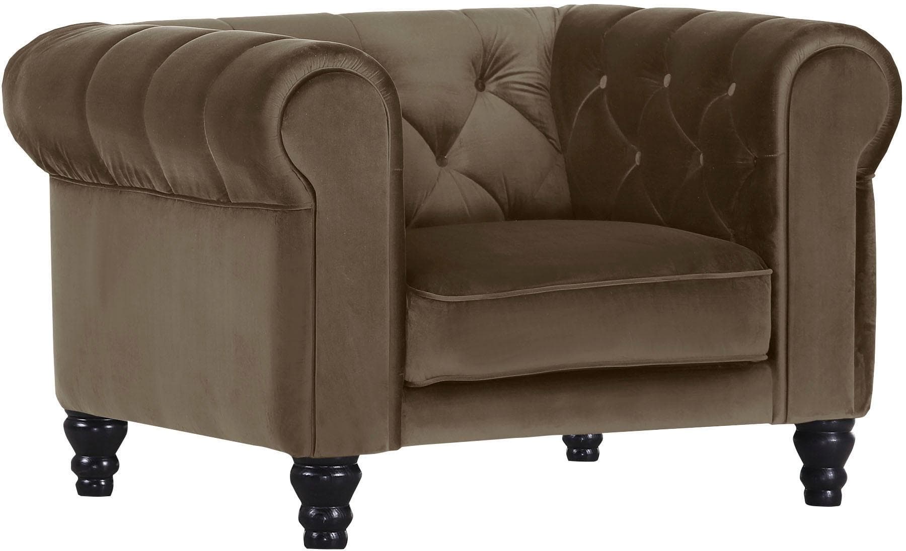 GUTMANN FACTORY Chesterfield-Sessel Braun Samtoptik