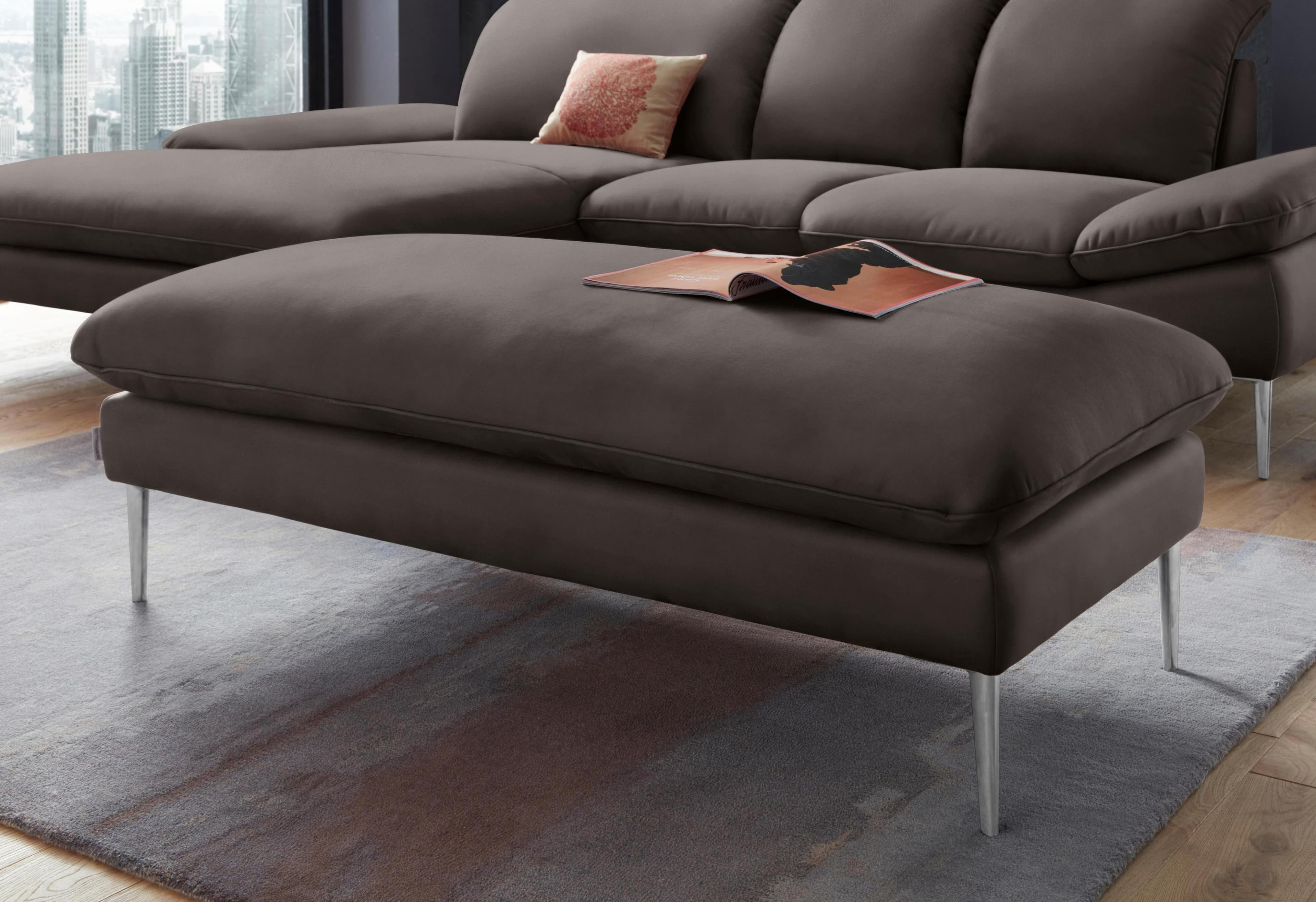 W.SCHILLIG Hocker enjoy&MORE Braun Leder Chrom