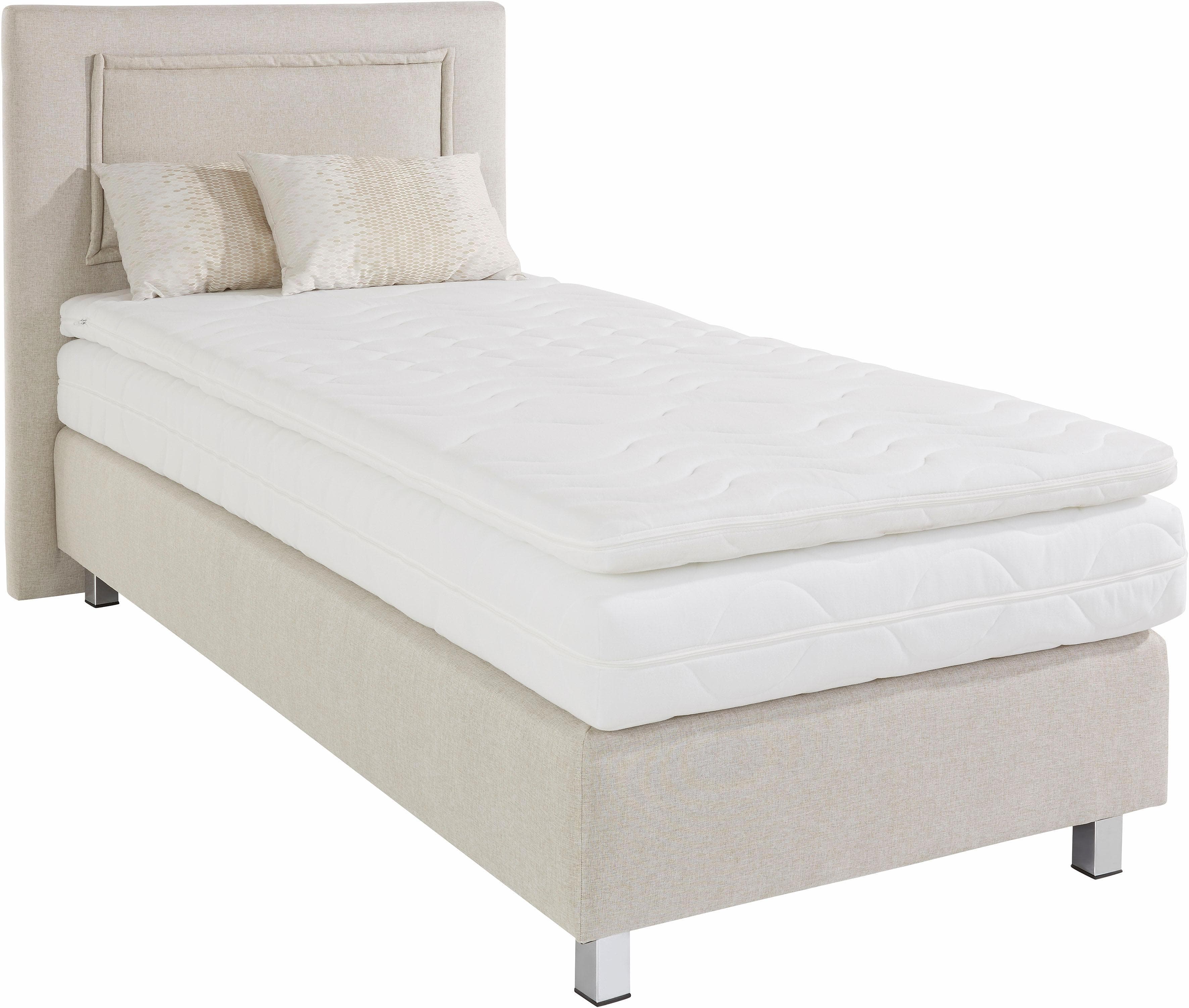 Westfalia Schlafkomfort Boxspringbett Beige Strukturstoff H2