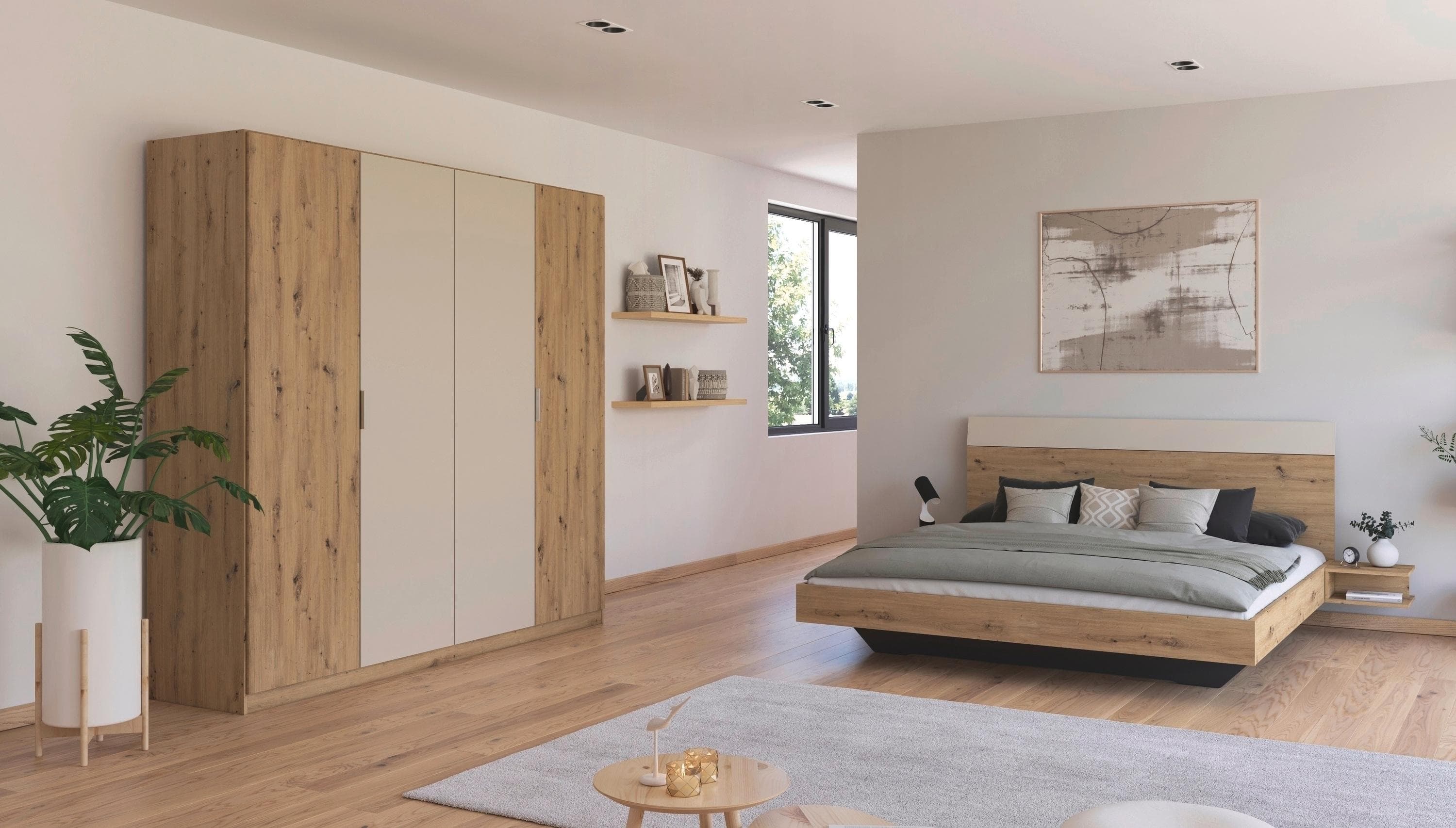 Modernes Schlafzimmer-Set in Holzdekor