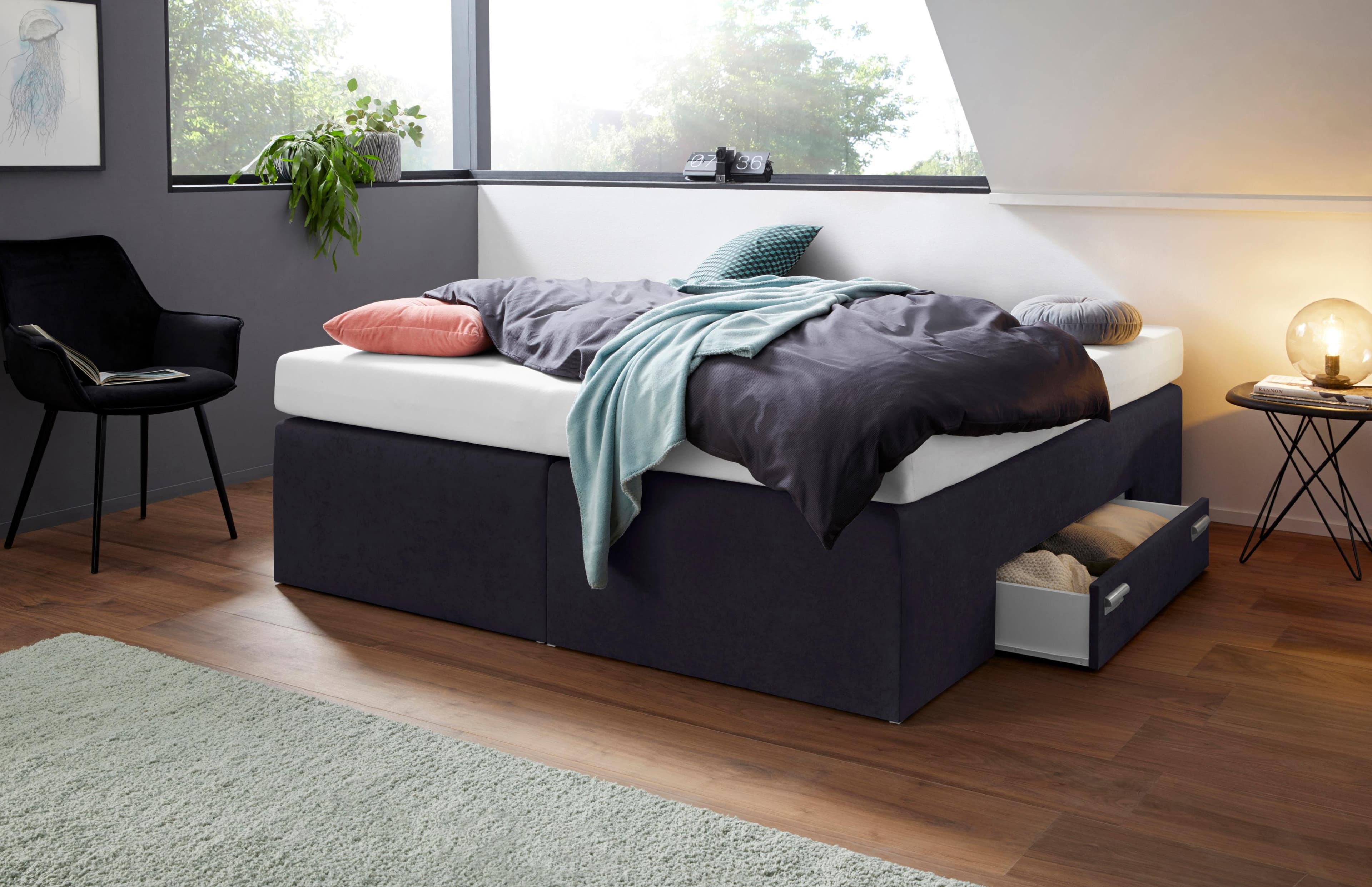 Westfalia Schlafkomfort Boxspringbett Schwarz 5-Zonen-Taschen-Federkernmatratze