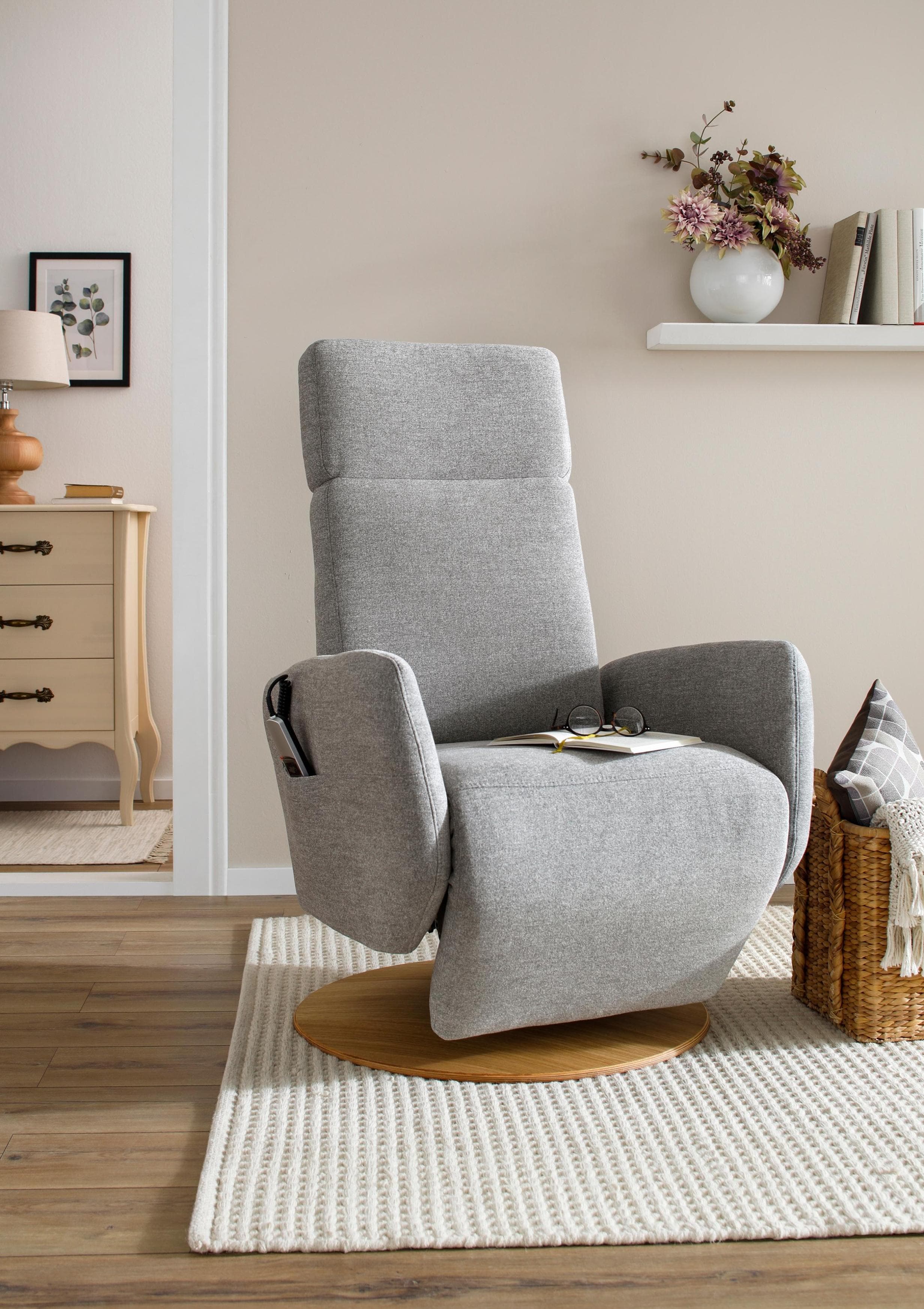 SIT & MORE TV-Sessel Kobra Grau Elektrisch Verstellbar mit Akku
