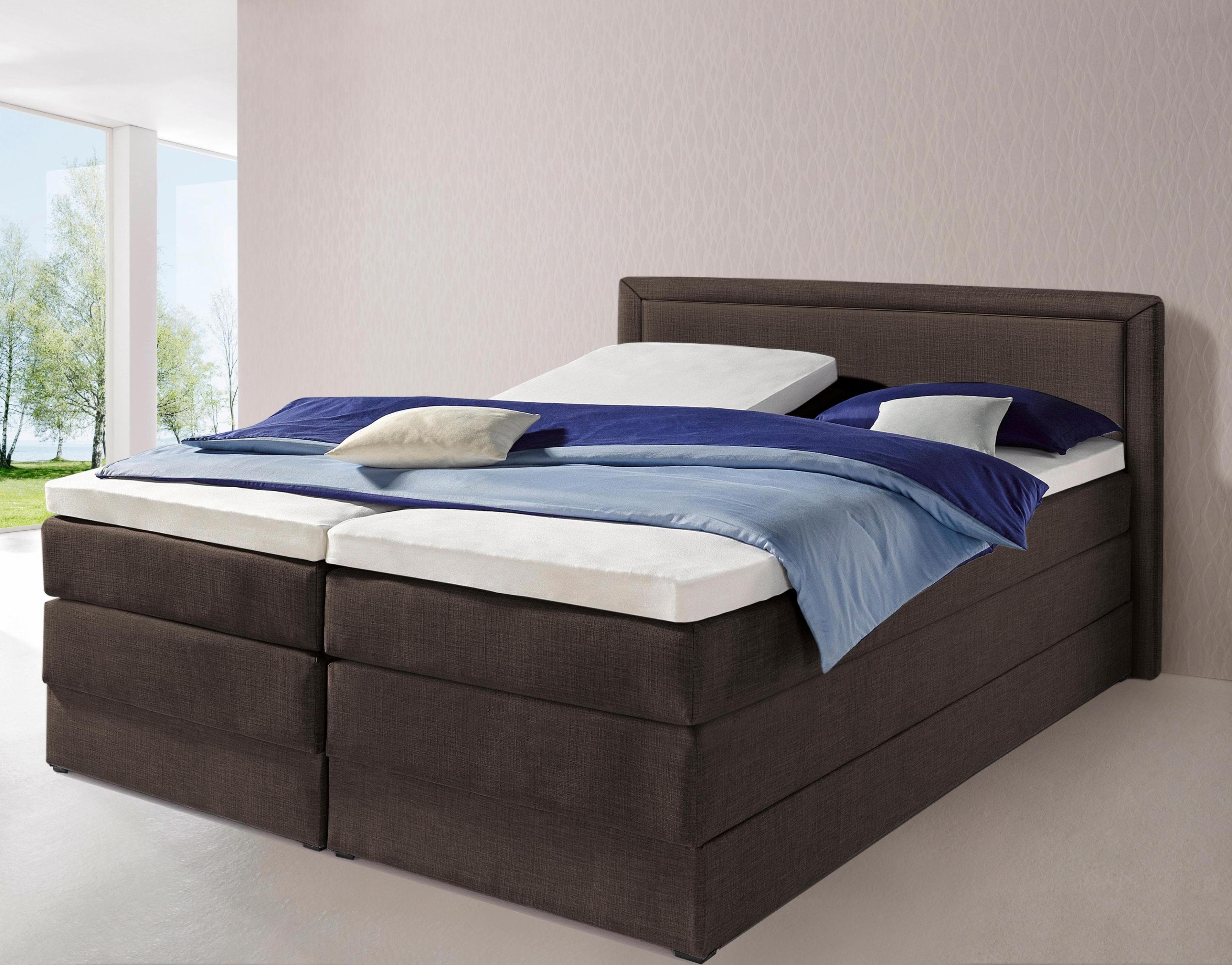 Boxspringbett HAPO Braun 7-Zonen-Tonnentaschen-Federkernmatratze mit Bettkasten