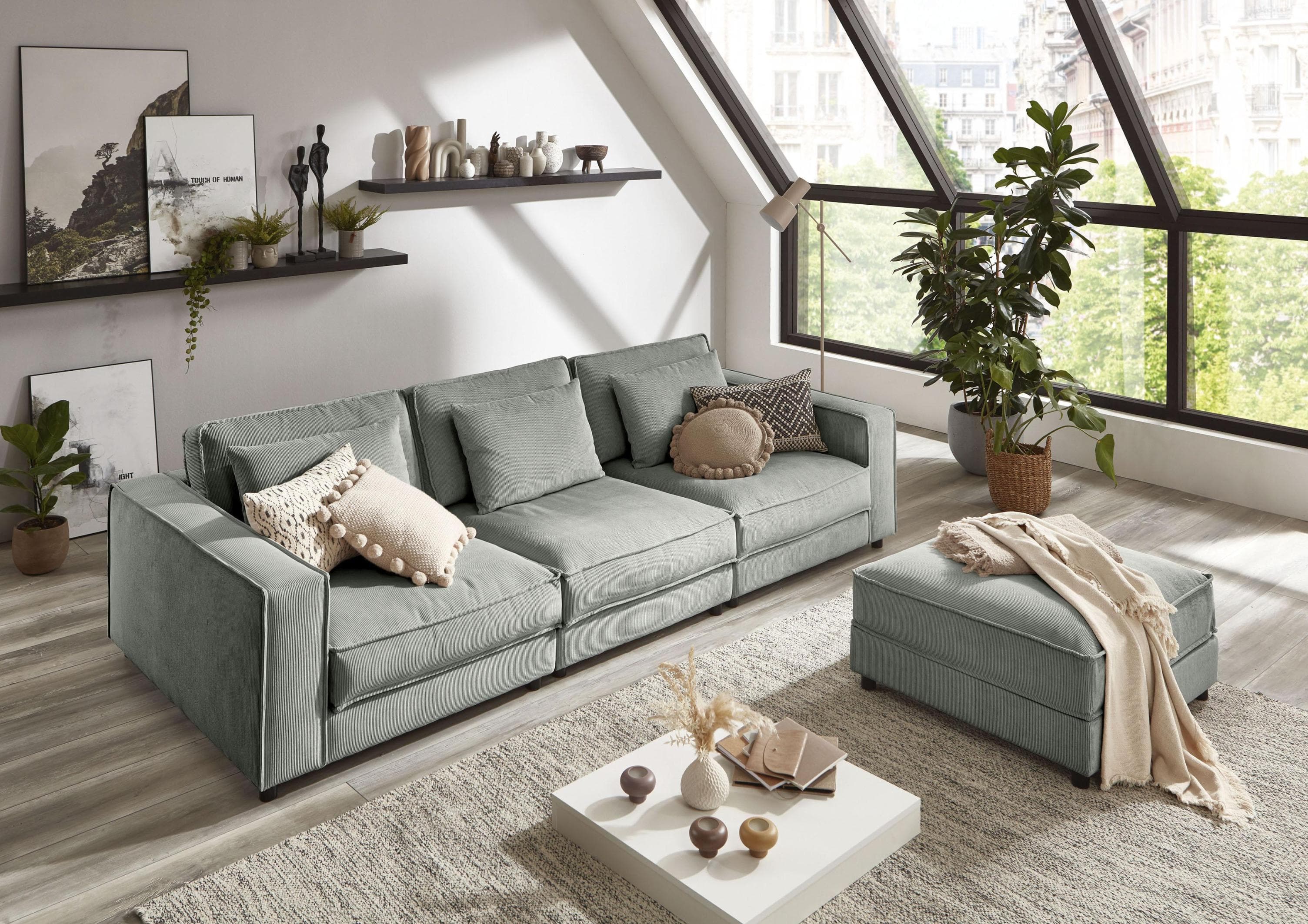 ATLANTIC HOME COLLECTION 3-Sitzer Sofa Valan Grau Cord