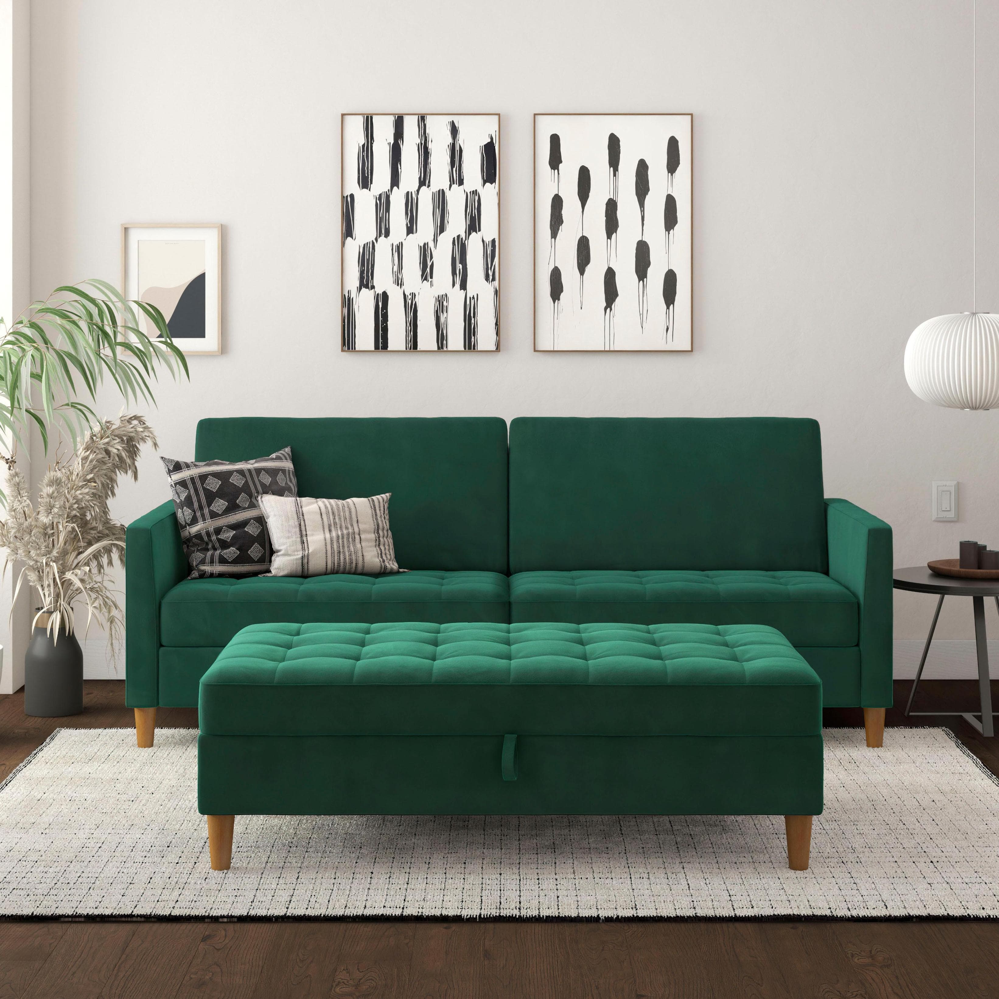 DOREL HOME Presley 3-Sitzer Sofa Dunkelgrün mit Bett-Funktion