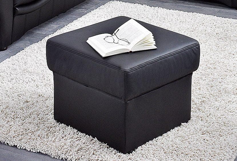SIT & MORE Hocker Bansin Schwarz Leder Polsterhocker
