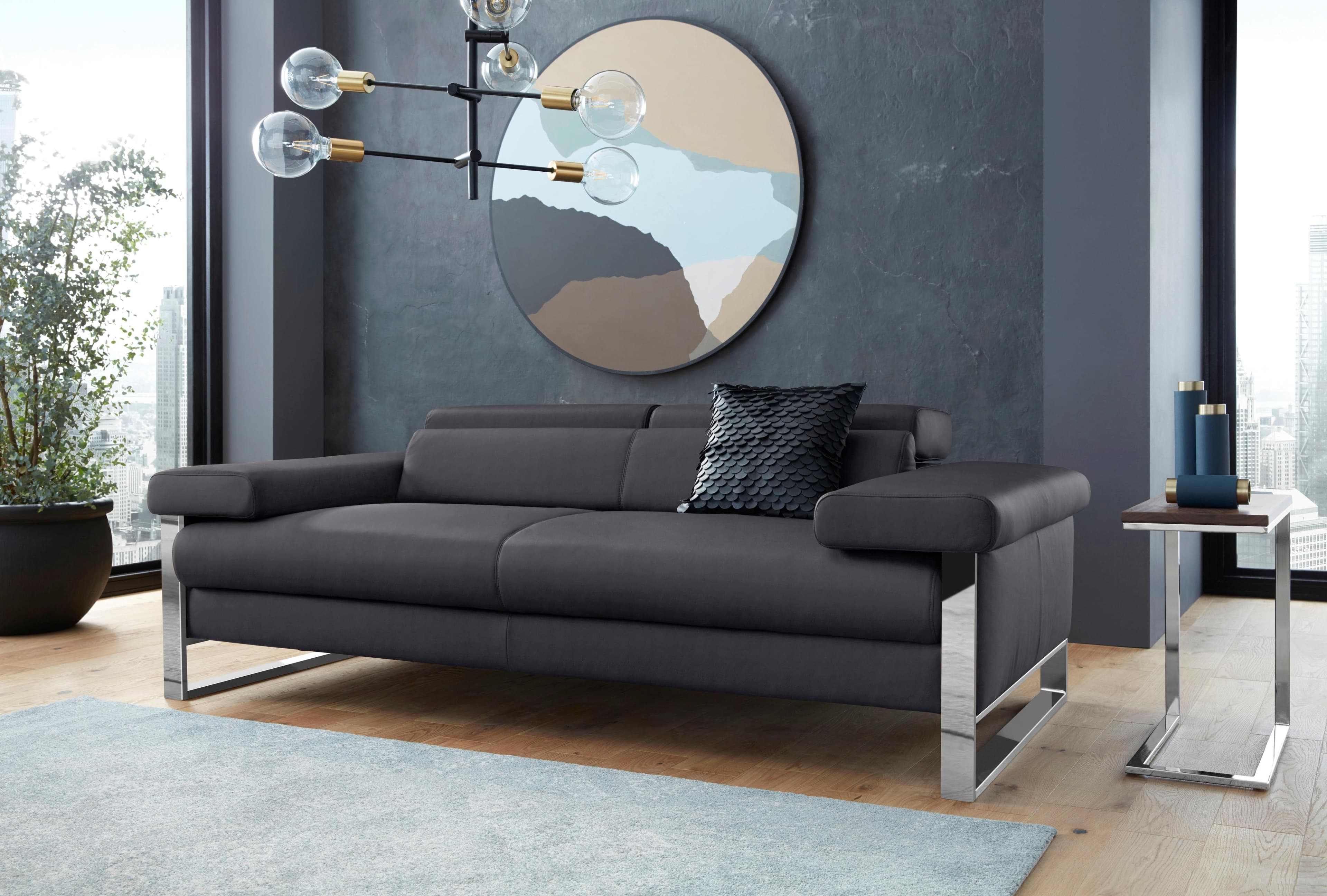 W.SCHILLIG finn 2-Sitzer Sofa Grau Motorisch Verstellbar