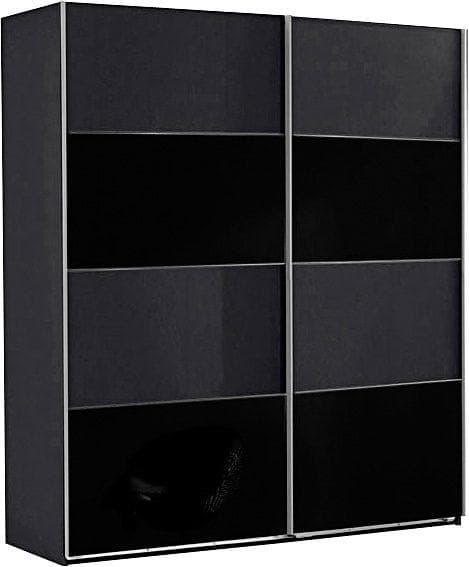 WIMEX Easy Schwebetürenschrank Grau/Schwarzglas