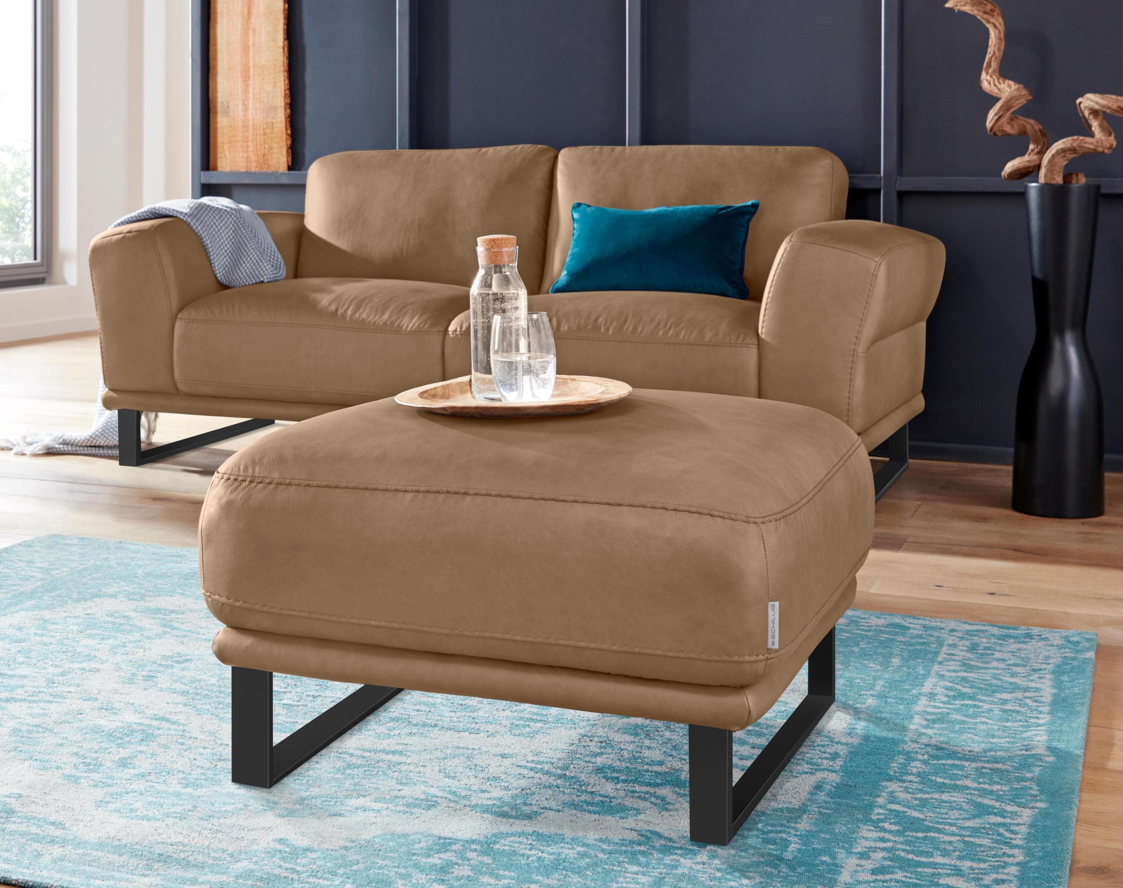 Hocker W.SCHILLIG montanaa Braun Metallkufen Leder