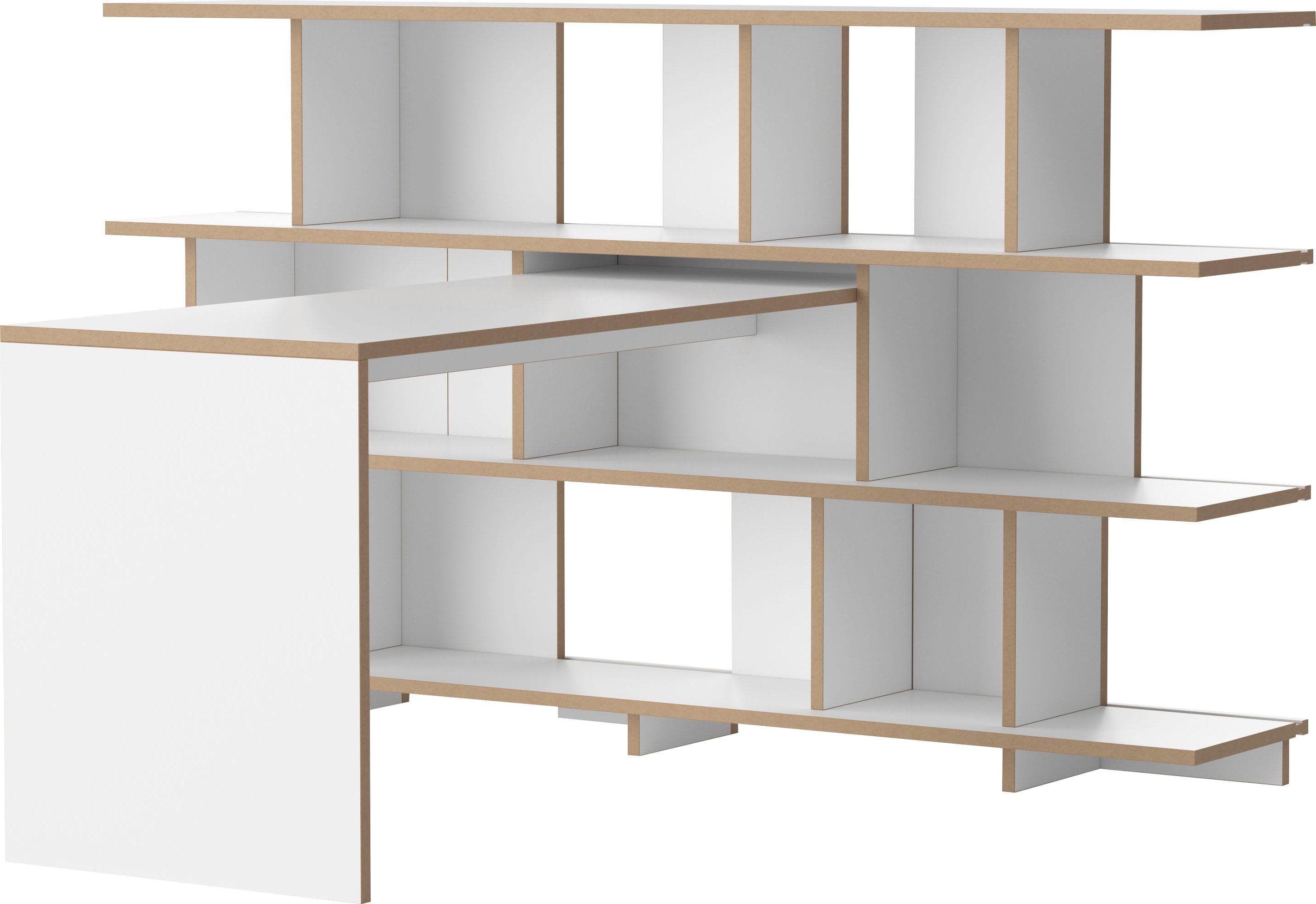 Tojo Schreibtisch anstell Weiß Verstellbare Tischplatte