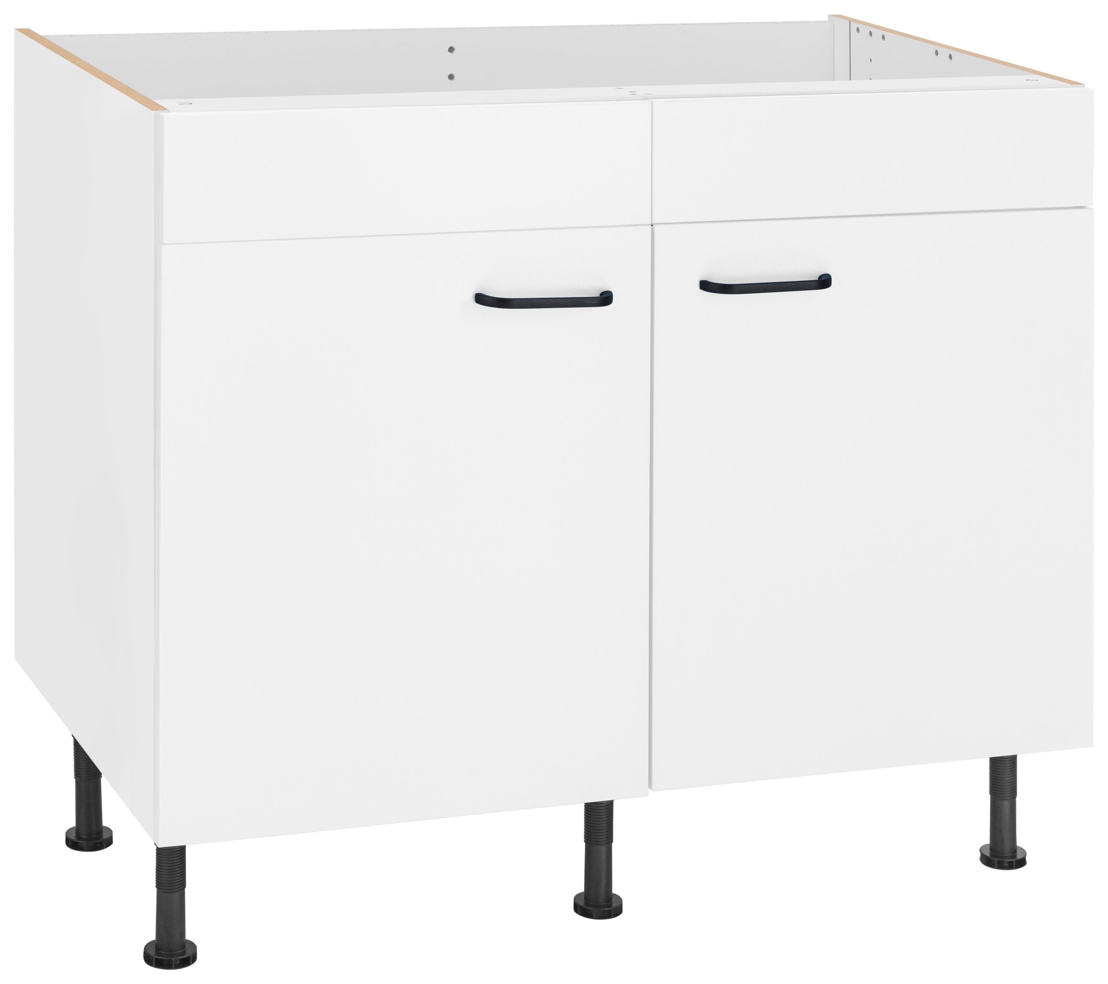 OPTIFIT Spülenschrank Elga Weiß Schwarz Soft-Close