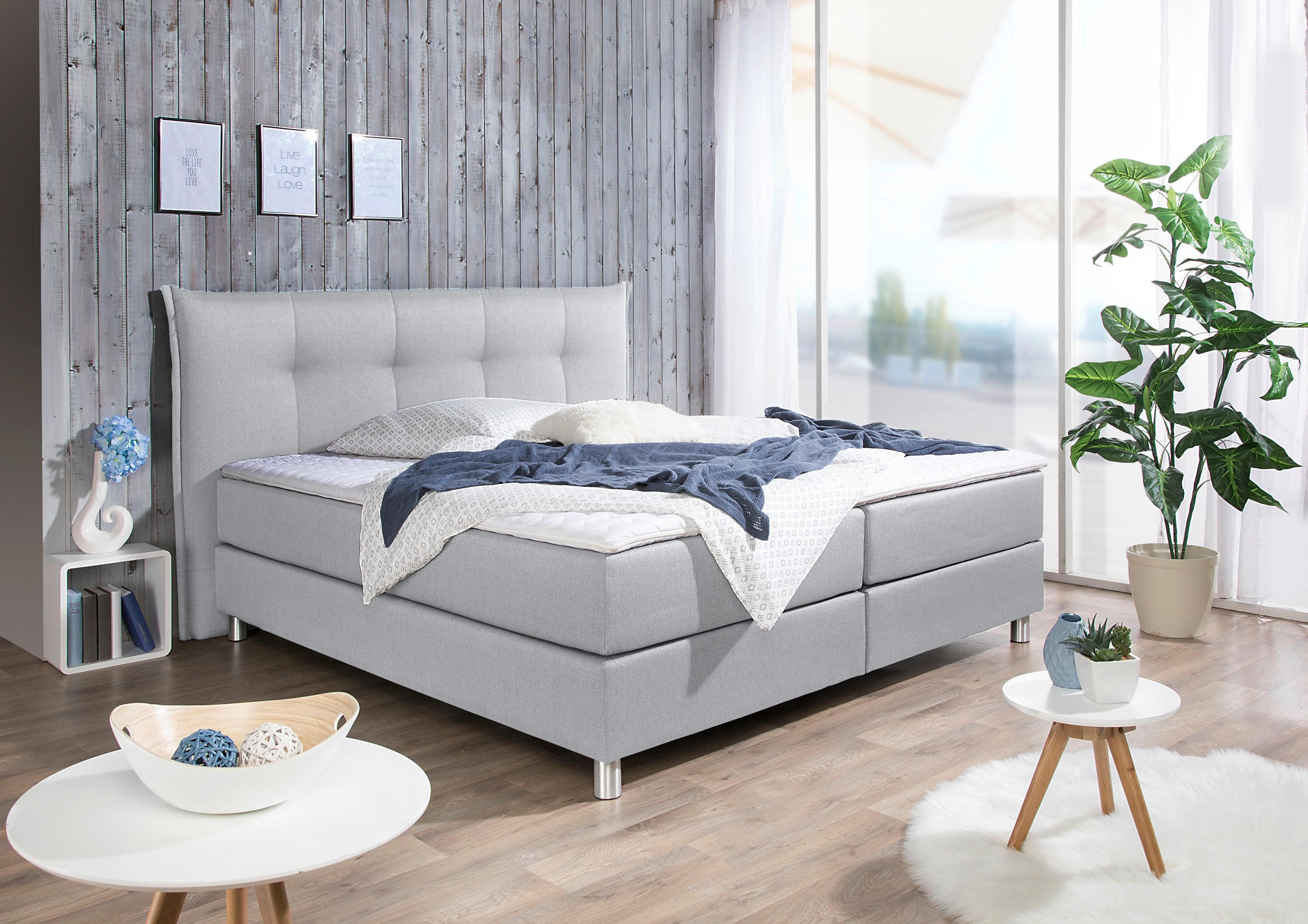 Boxspringbett MAINTAL Grau mit Bonnell-Federkernmatratze H3