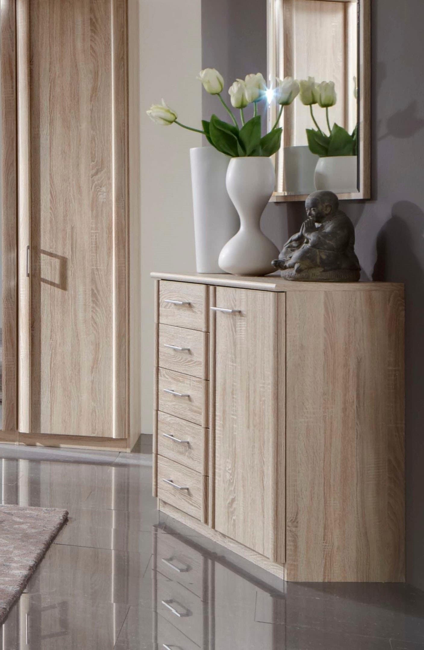 WIEMANN Kombikommode Meran Beige Eiche-sägerau 5 Schubladen
