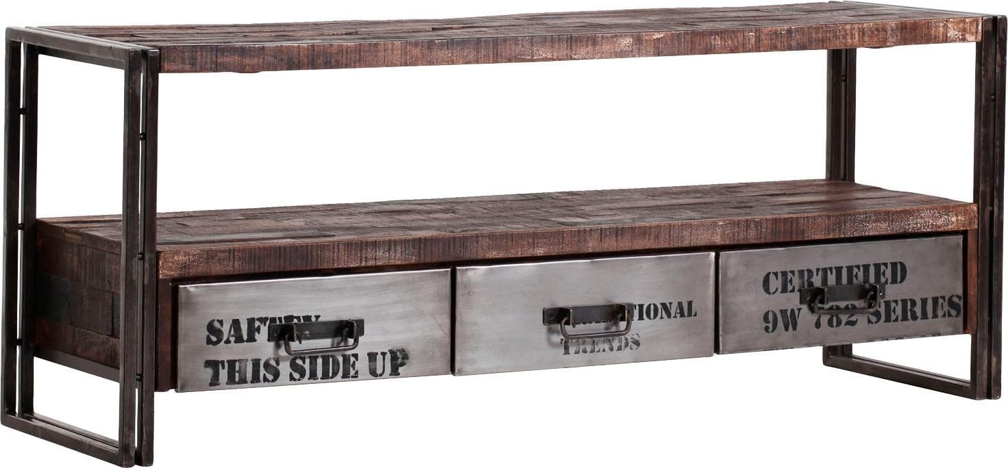 TV-Board GUTMANN FACTORY Braun Antik Massivholz Metall