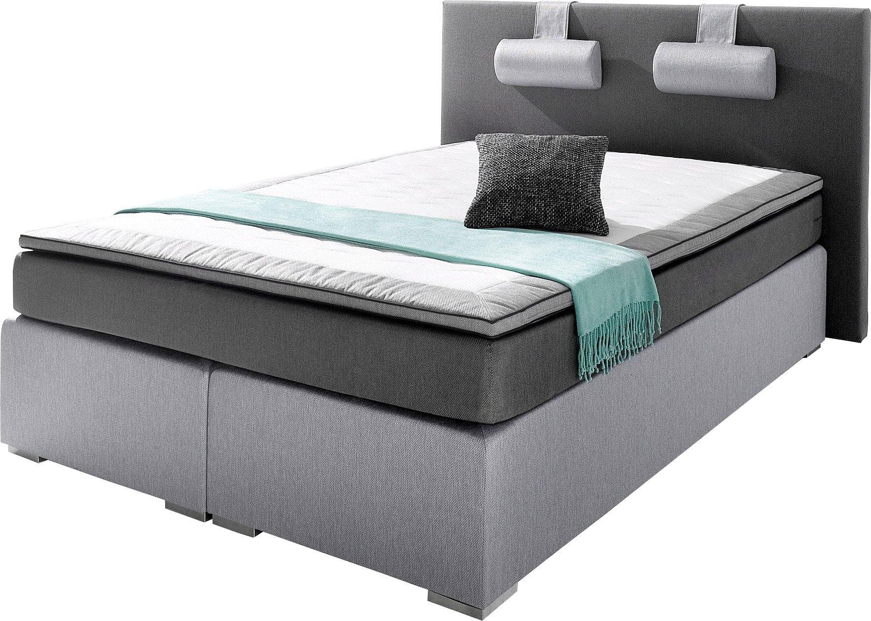 Boxspringbett Rick Grau ATLANTIC HOME COLLECTION mit Topper