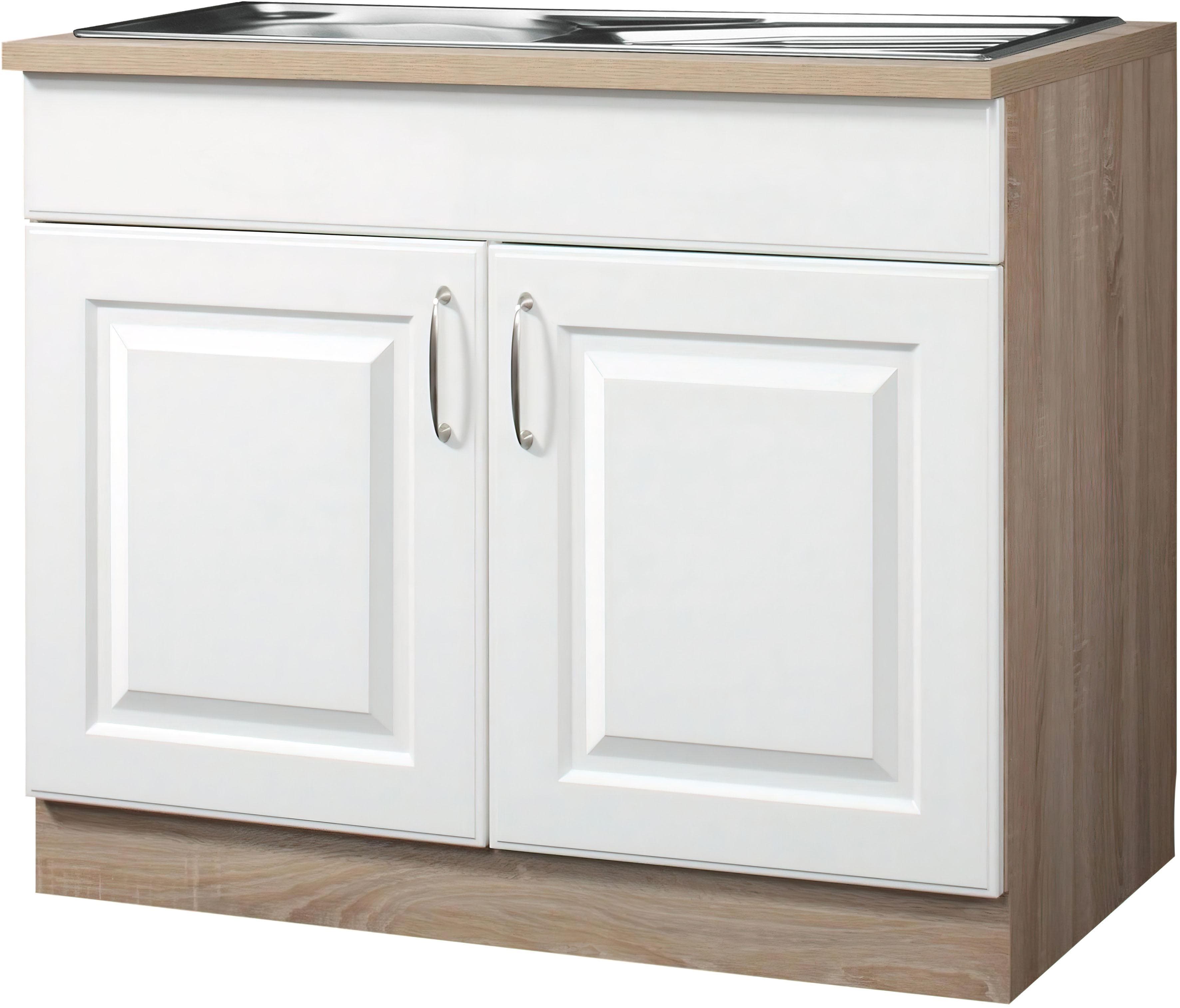 Wiho Küchen Spülenschrank Tilda Weiß Sonoma Eiche mit Spüle