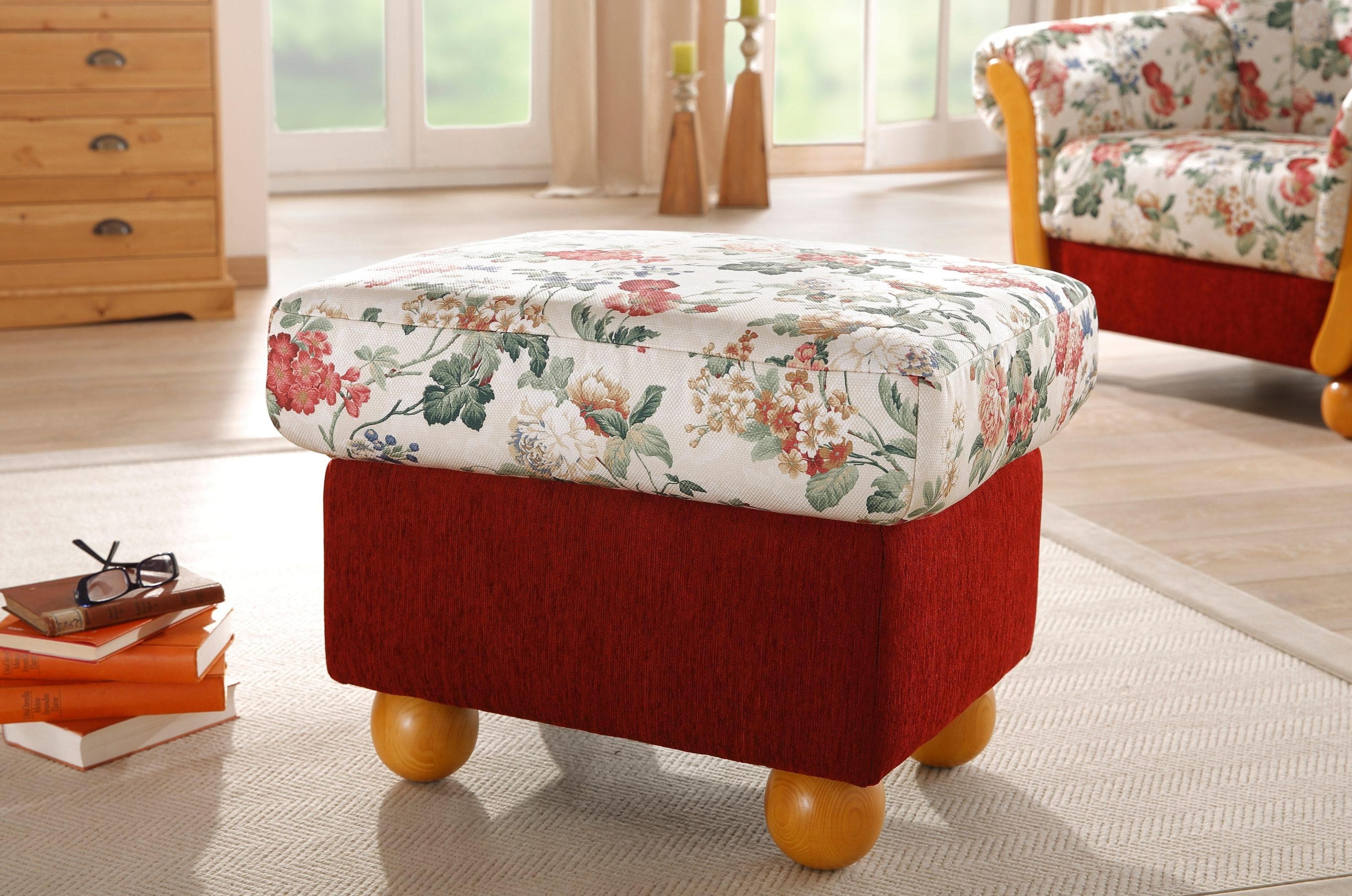 HOME AFFAIRE Hocker Milano rot Chenille