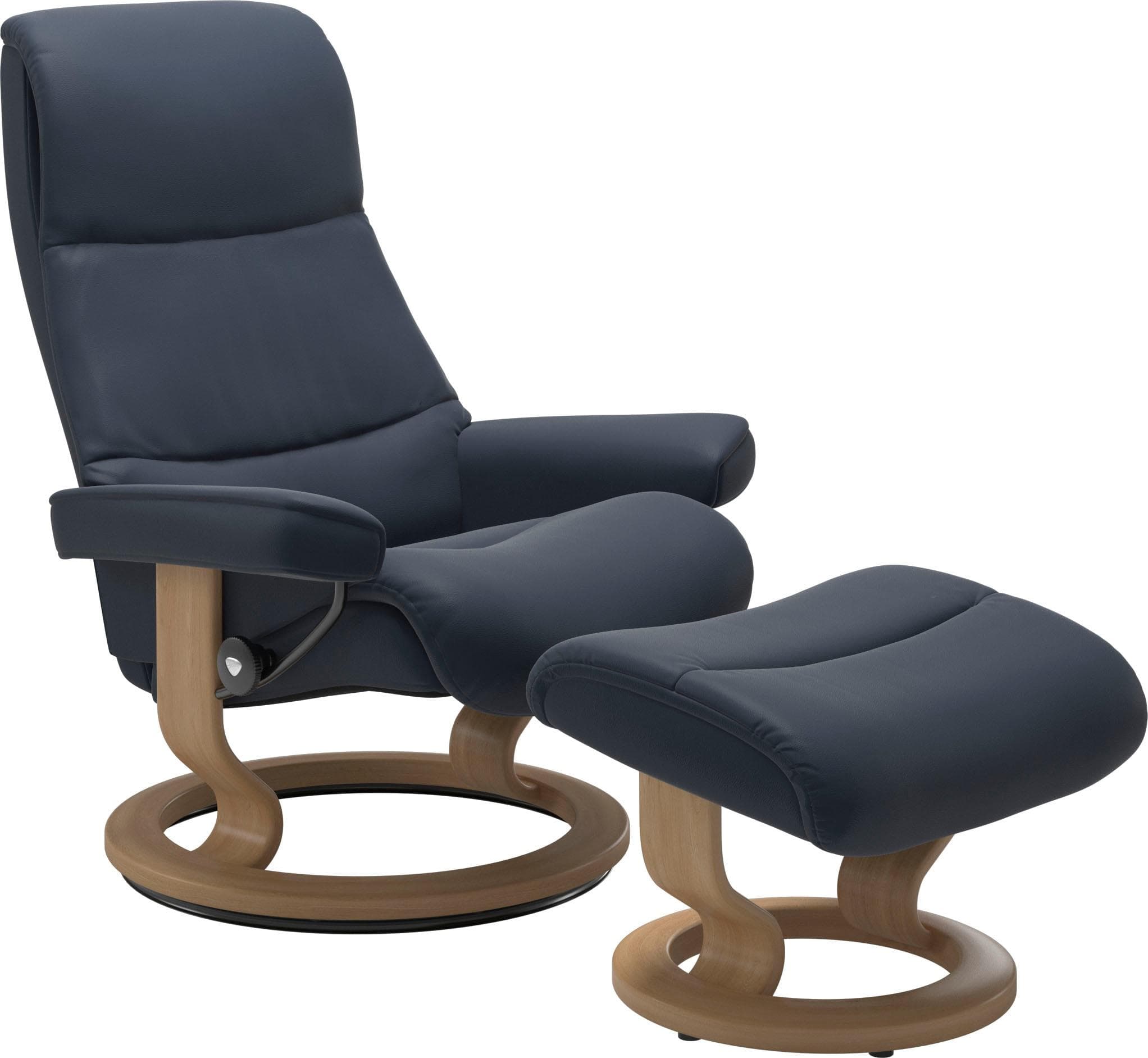 STRESSLESS Fußhocker View Oxford Blue Leder PALOMA