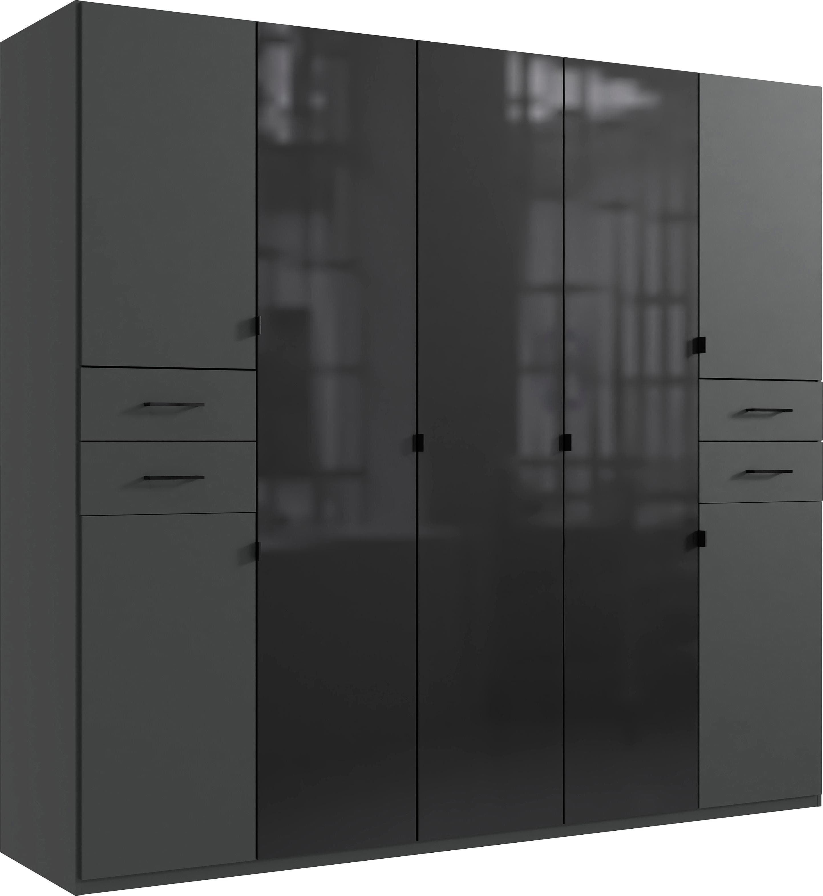 WIMEX Drehtürenschrank Danzig Graphit Schwarz mit Glasfronten