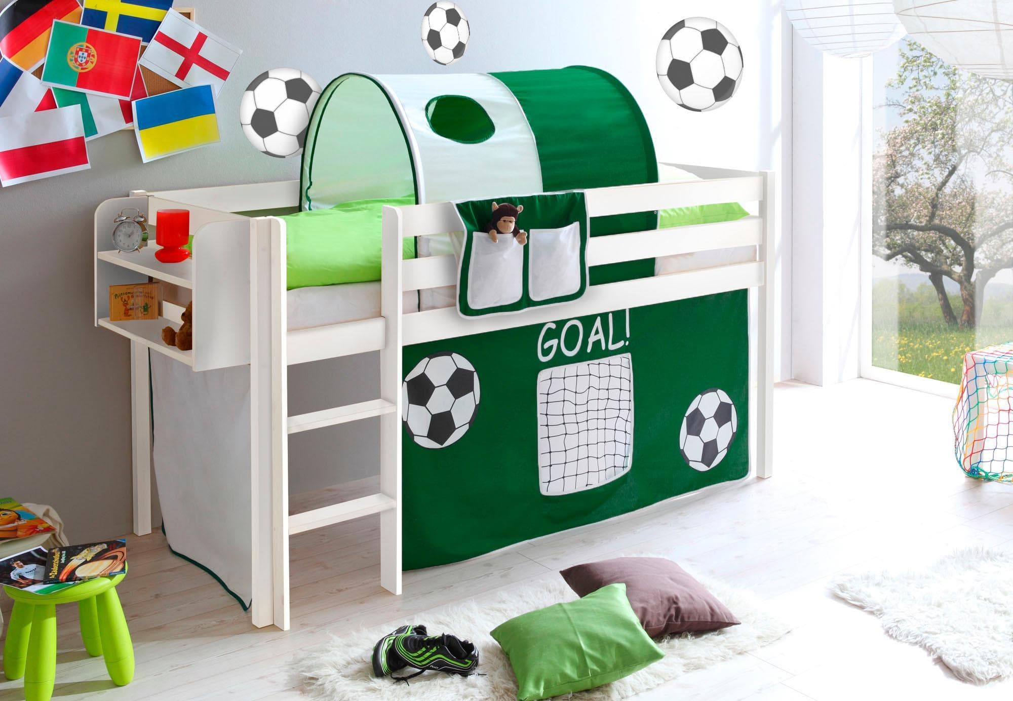 TICAA Hochbett Malte mit Rollrost und Matratze - Modernes Kinderhochbett