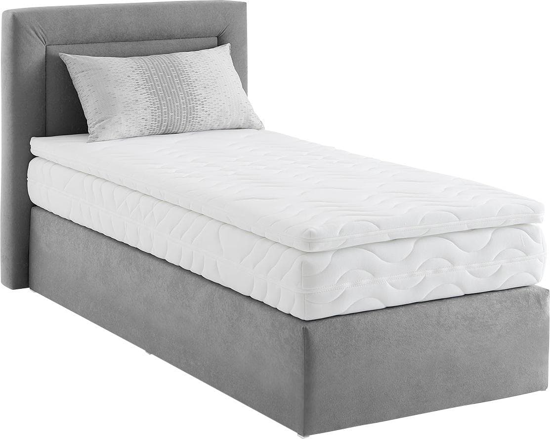 Westfalia Schlafkomfort Boxspringbett Grau mit Kaltschaum-Topper