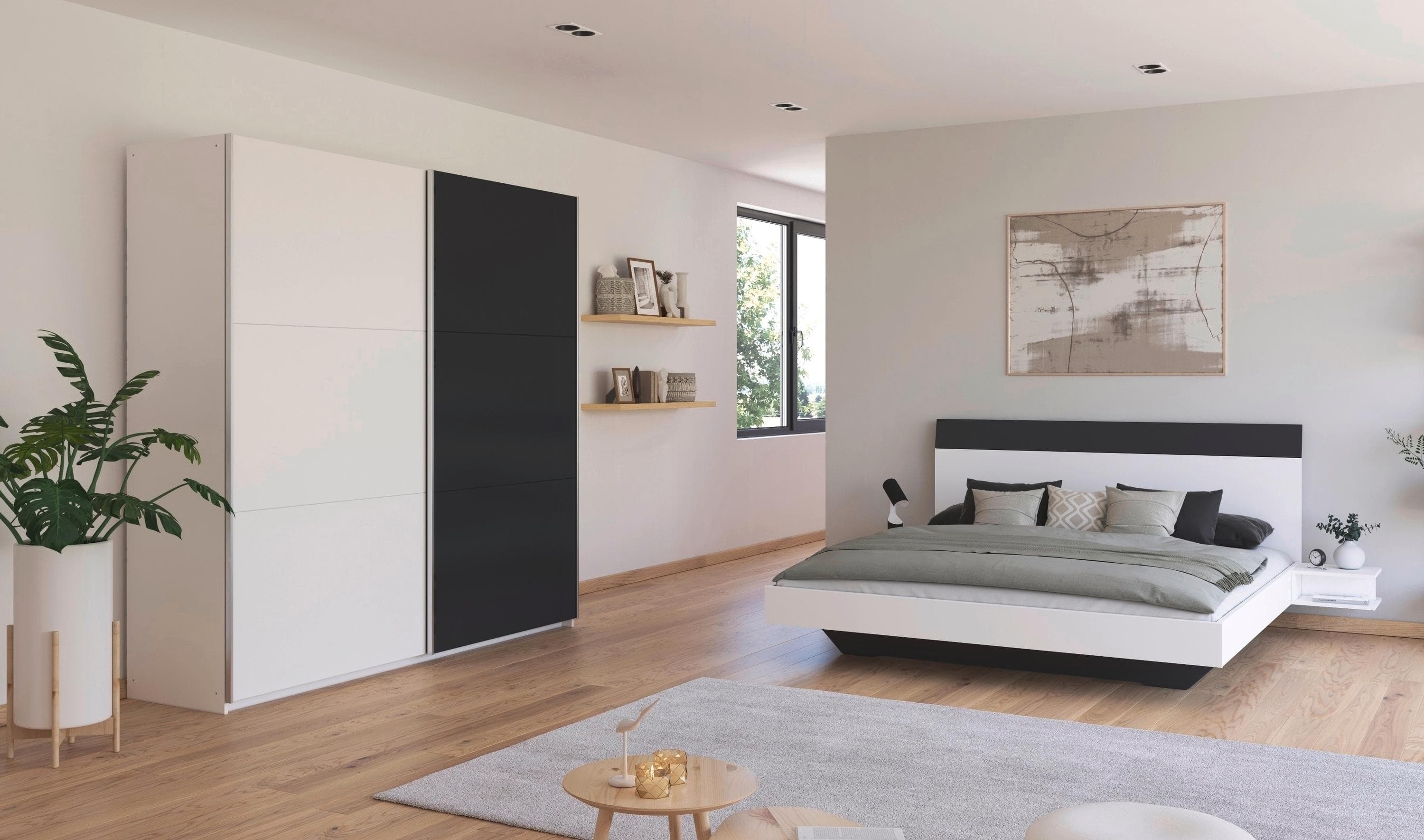 Schlafzimmer-Set RAUCH Monza Weiß Grau 180x200cm