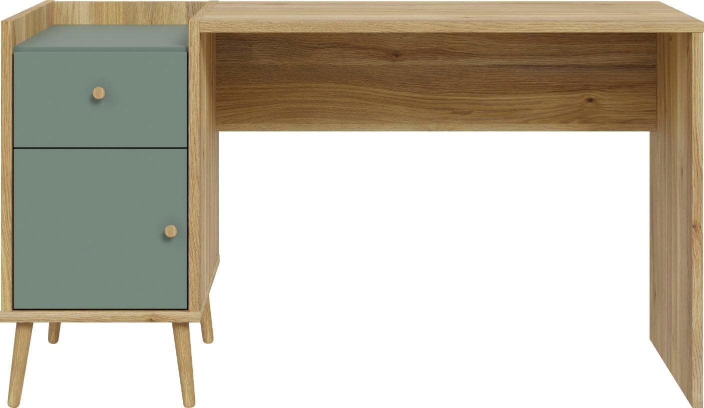 Schreibtisch FORTE Mauvella Eiche mit Soft-Close und Salbei