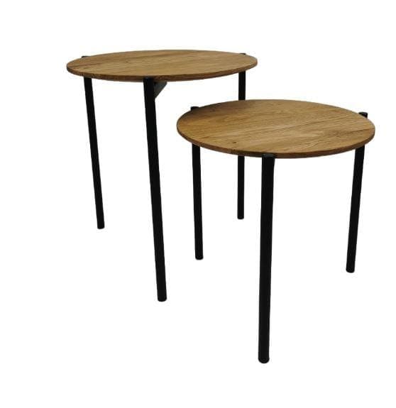 Andas Couchtisch Kotka Massivholz Eiche Beige Rund