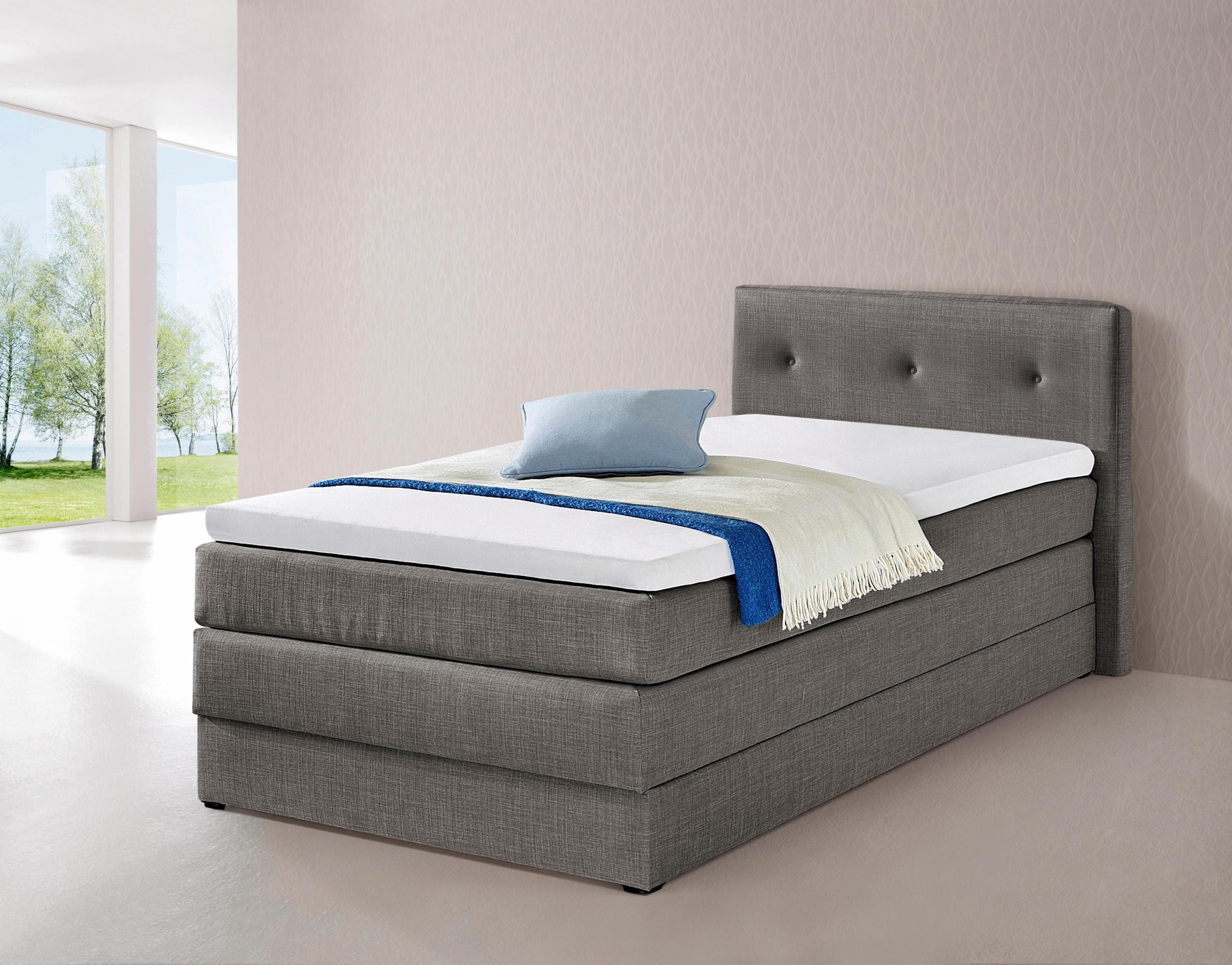 Boxspringbett HAPO Anthrazit mit Bettkasten und 7-Zonen-Matratze