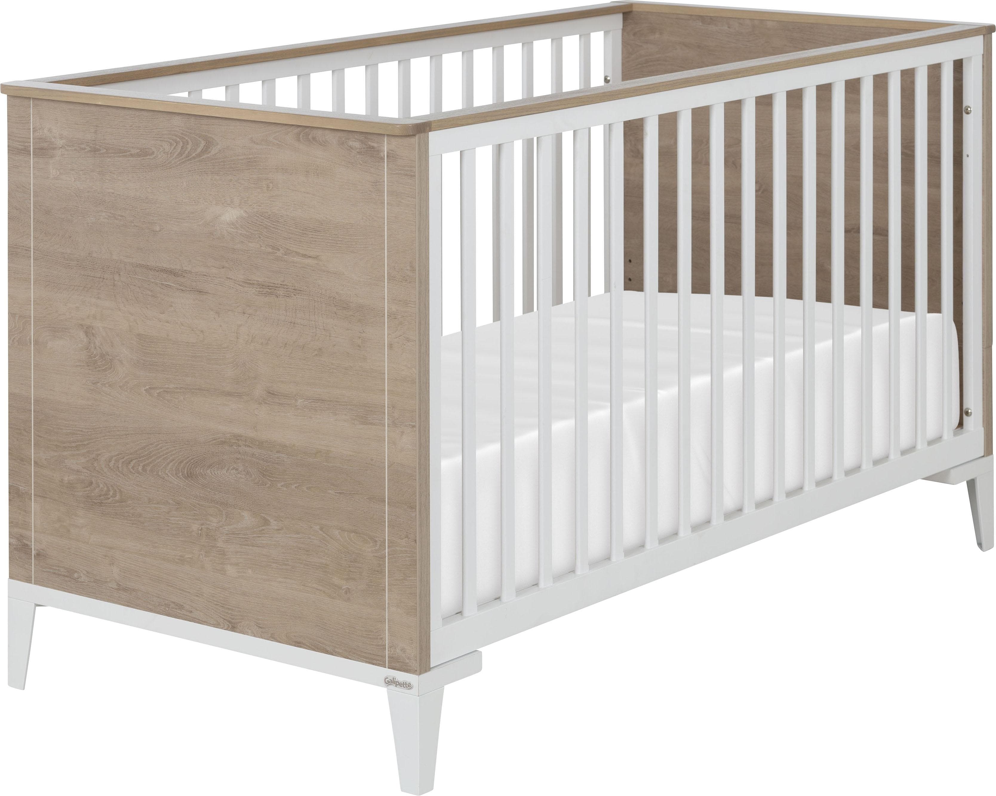 Babybett GALIPETTE MARCEL Weiß Eiche Blond Umbaubar
