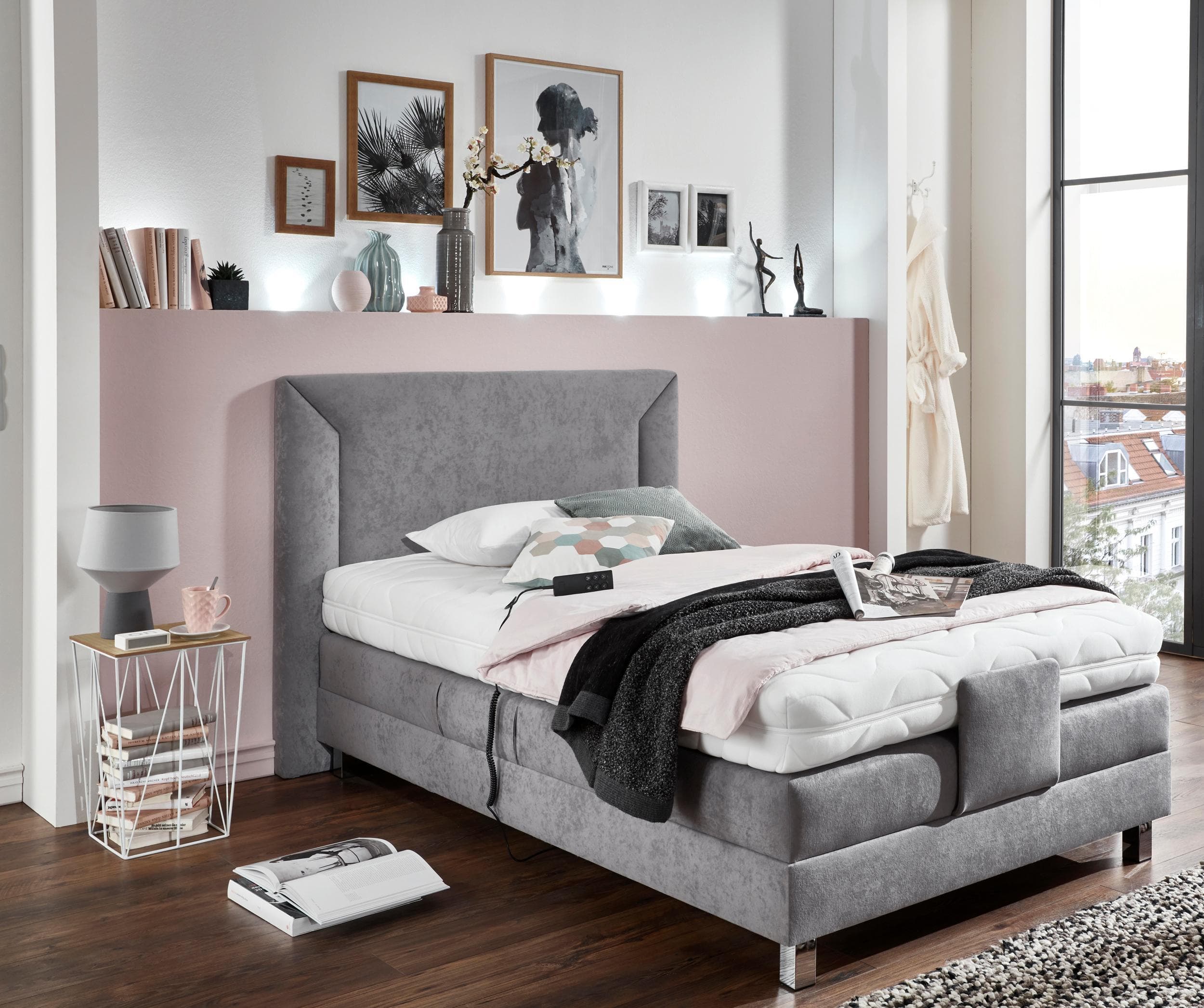 Westfalia Schlafkomfort Boxspringbett Elektrisch Verstellbar Hellgrau