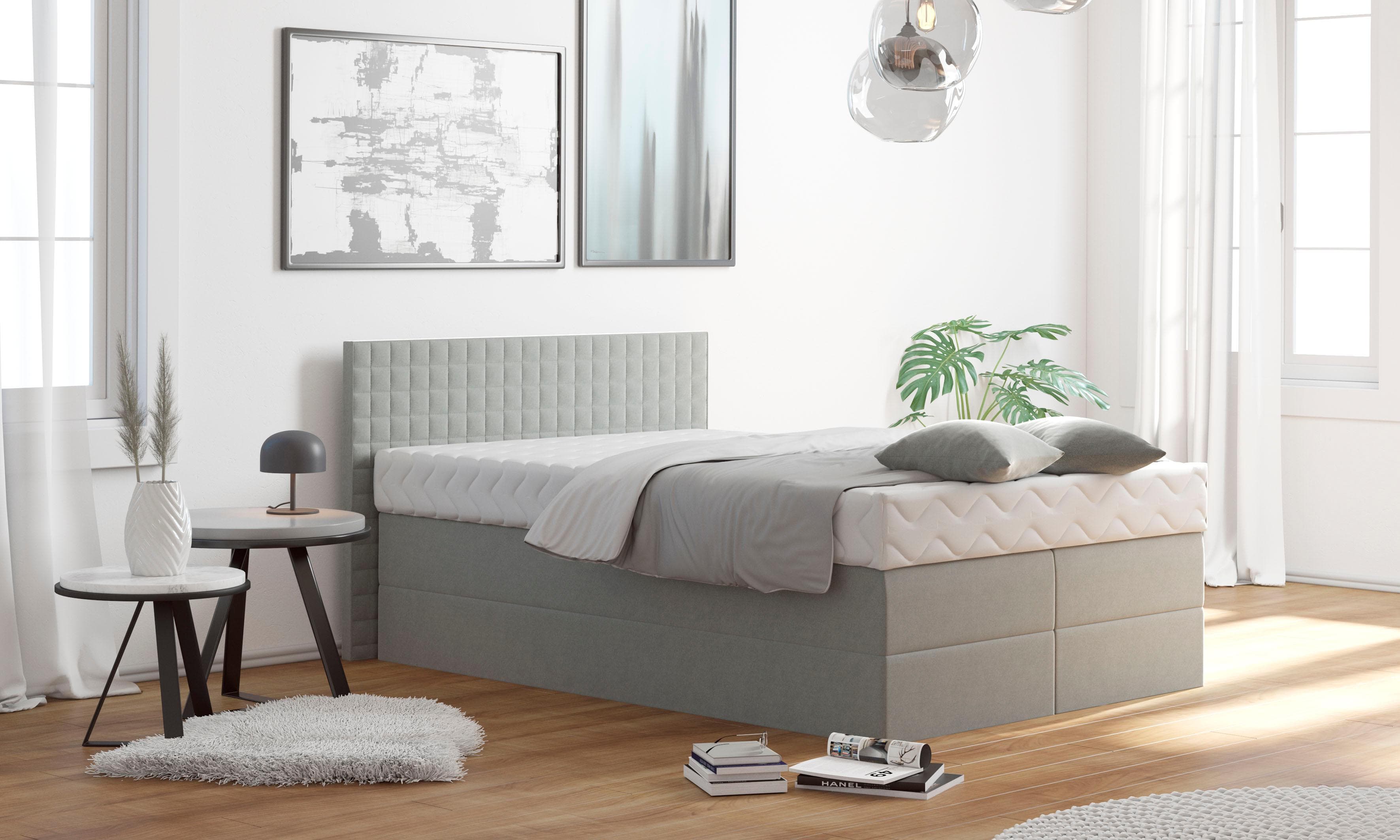 Westfalia Schlafkomfort Boxspringbett Grau 5-Zonen Matratze