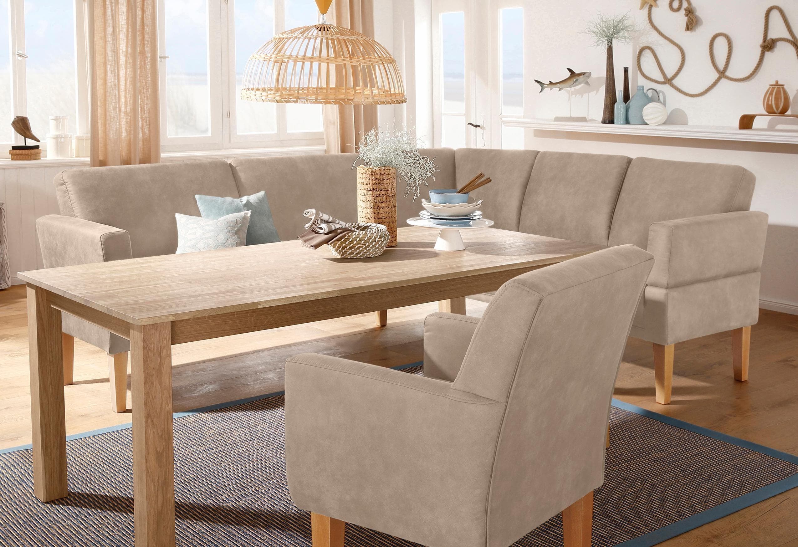 HOME AFFAIRE Eckbank Fehmarn Beige Luxus-Microfaser
