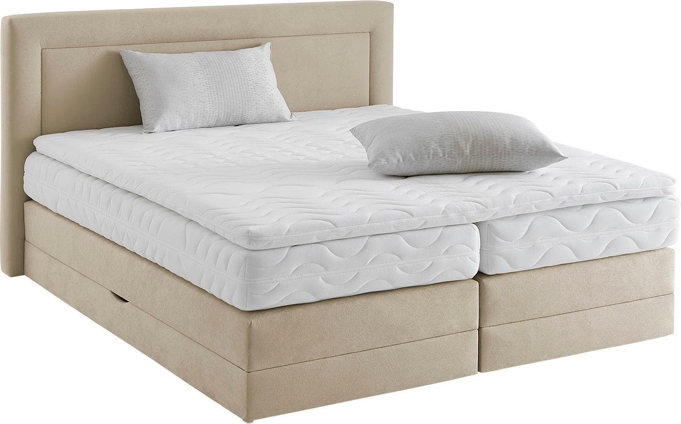 Westfalia Schlafkomfort Boxspringbett Beige mit Bettkasten