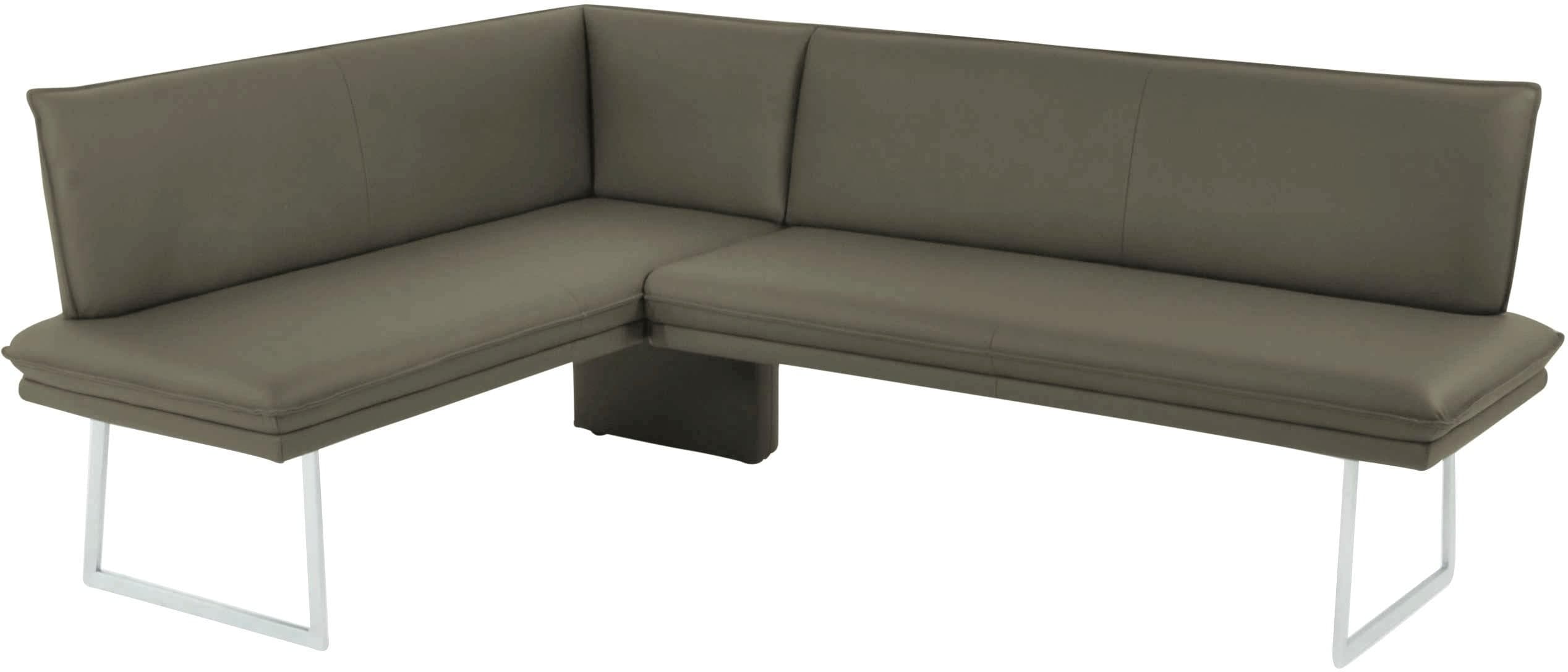 K+W Eckbank Beige Leder Long-Life mit Sattlernaht