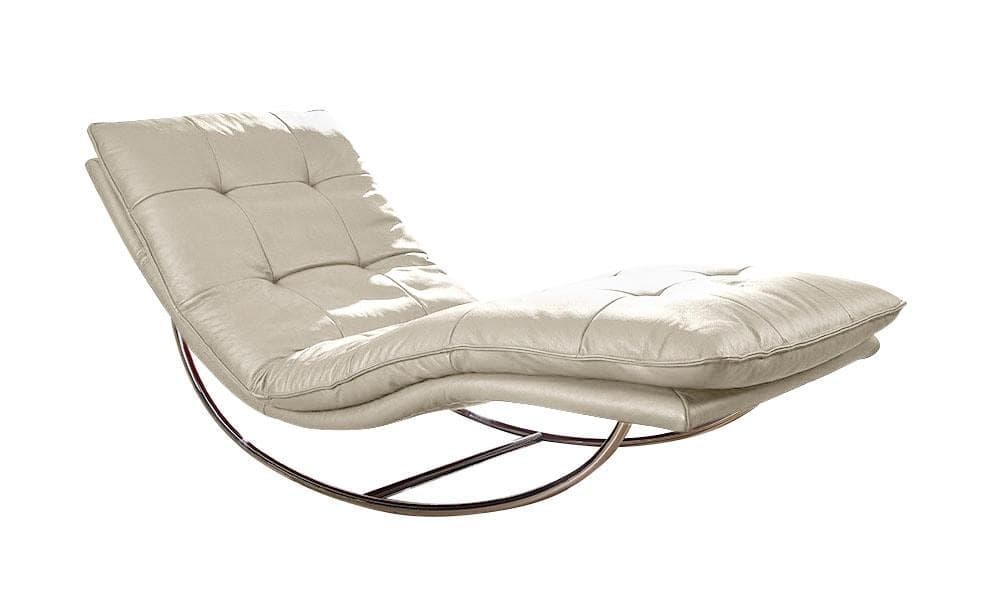 W.SCHILLIG Relaxliege daily dreams Eisgrau Leder Schaukelgestell