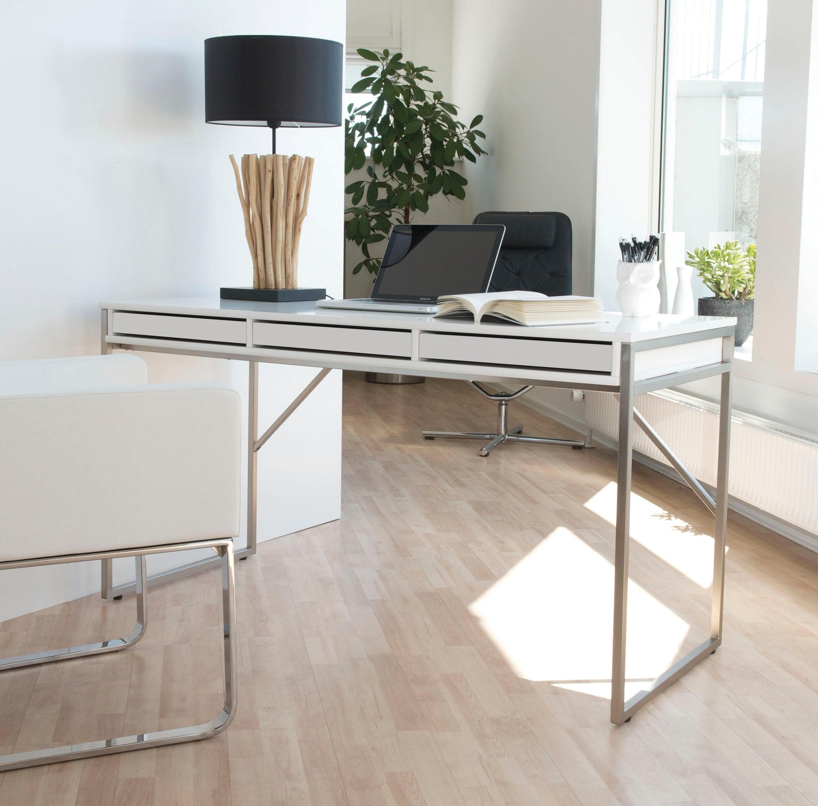 HAMMEL FURNITURE Mistral Schreibtisch Weiß Kufengestell