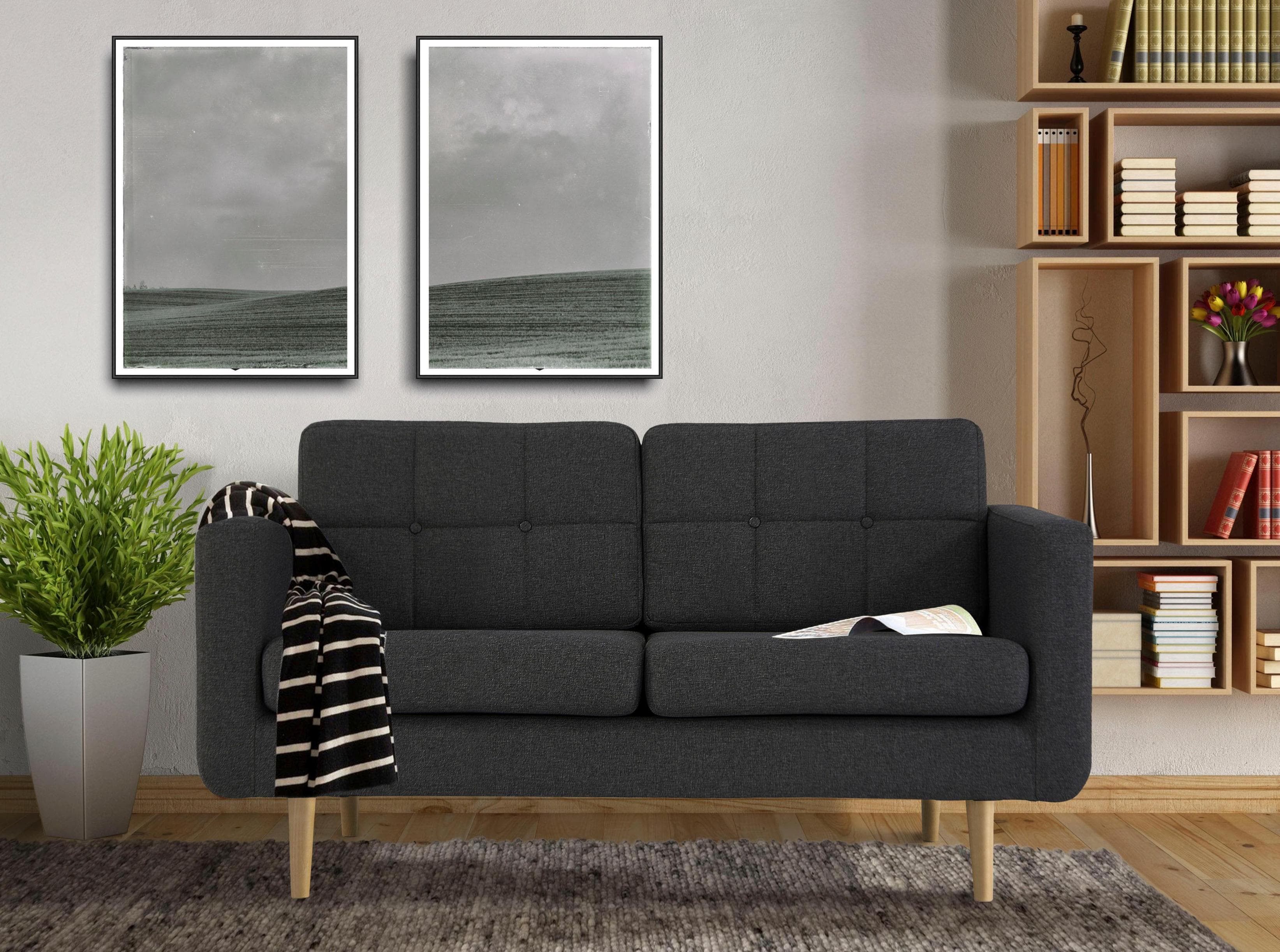 2-Sitzer Sofa mit Knopfheftung und Steppung