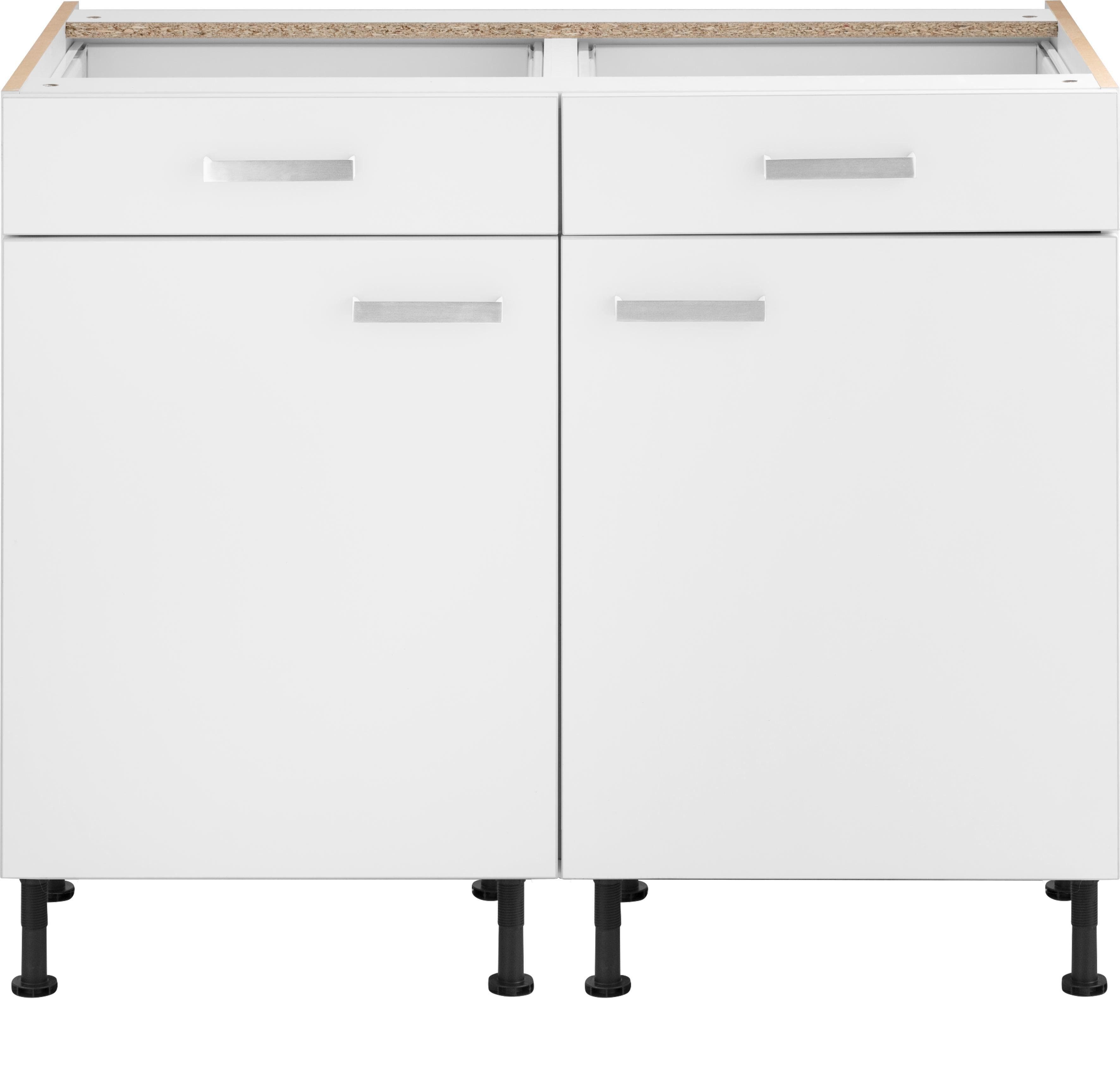 OPTIFIT Parma Unterschrank Weiß 2 Türen 2 Schubladen