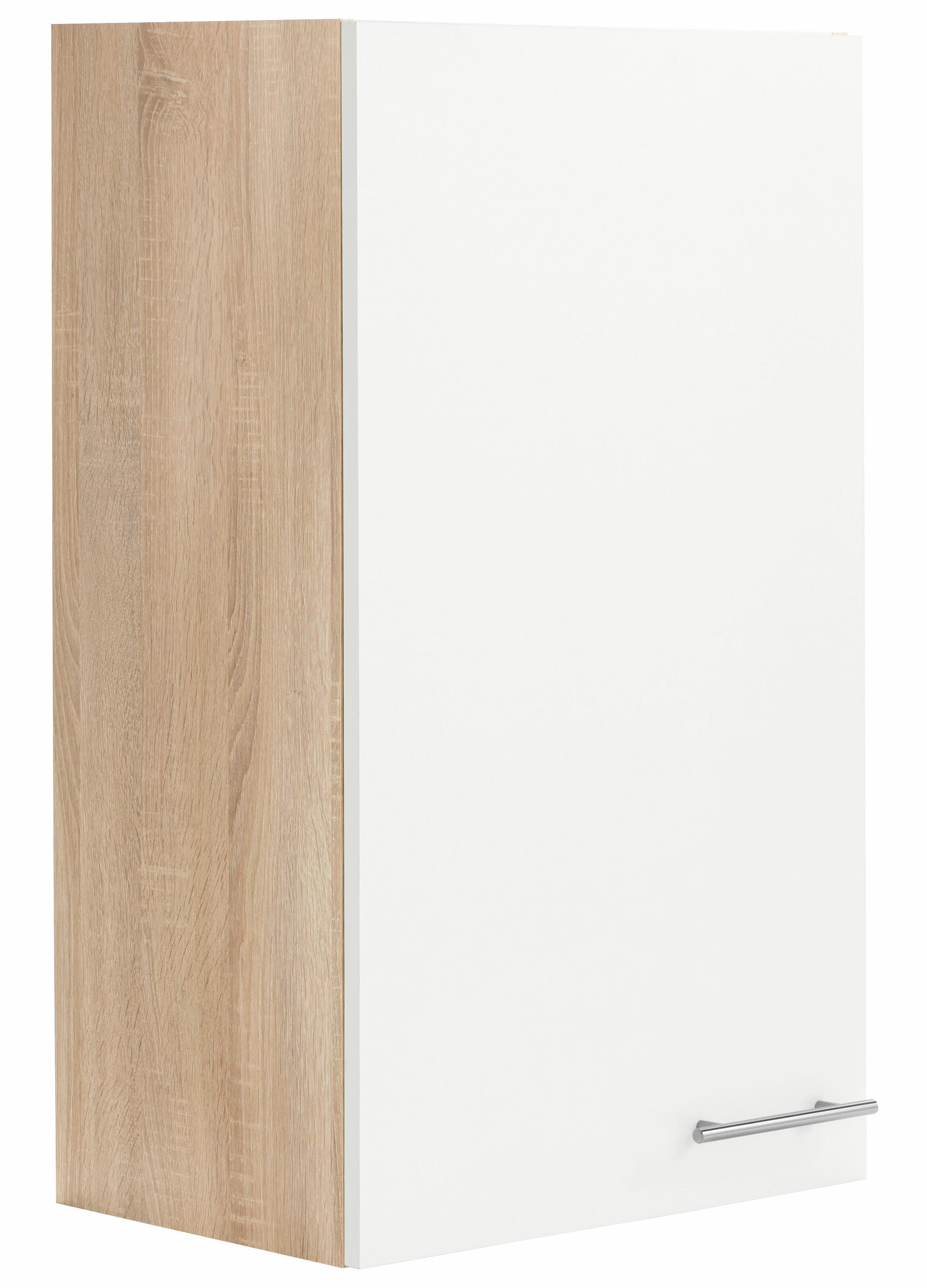 OPTIFIT Hängeschrank Kalmar Weiß mit Edelstahl-Griffen