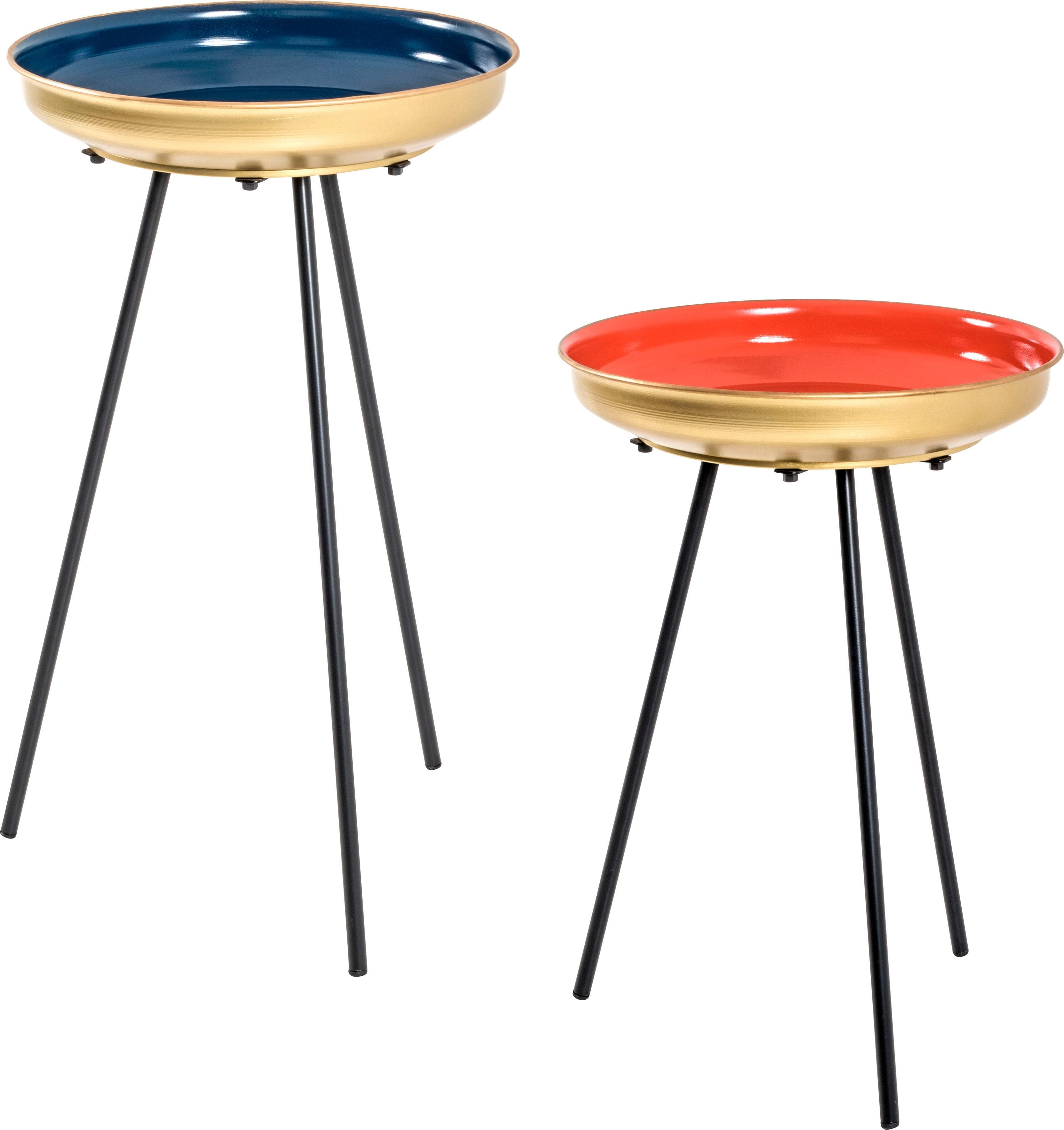 HAKU Satztisch Bunt Metall Schwarz Blau Koralle Gold