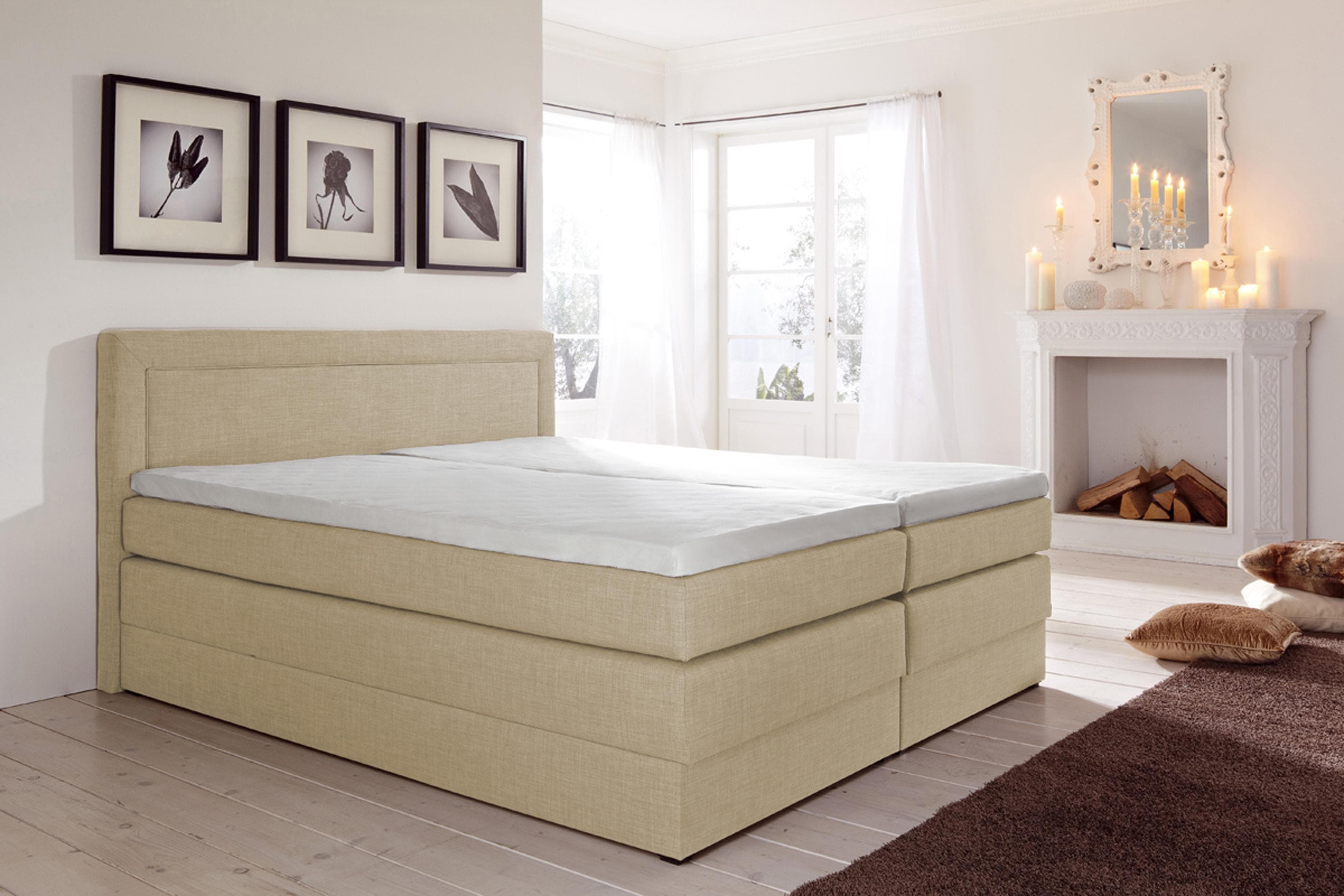 HAPO Boxspringbett Beige 140x200cm 7-Zonen-Tonnentaschen-Federkern
