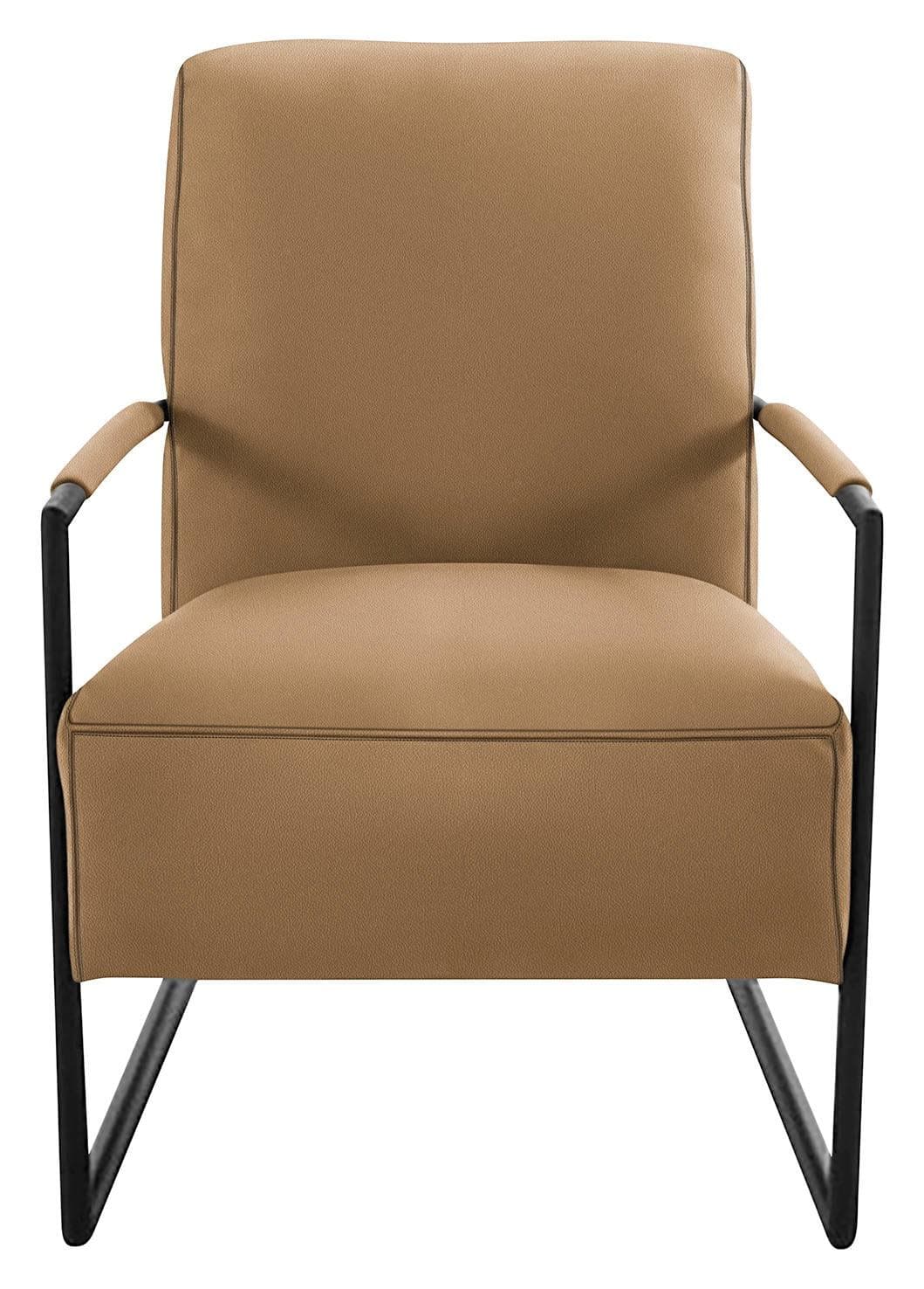 K+W Cocktailsessel Loft Cognac Microfaser Metall