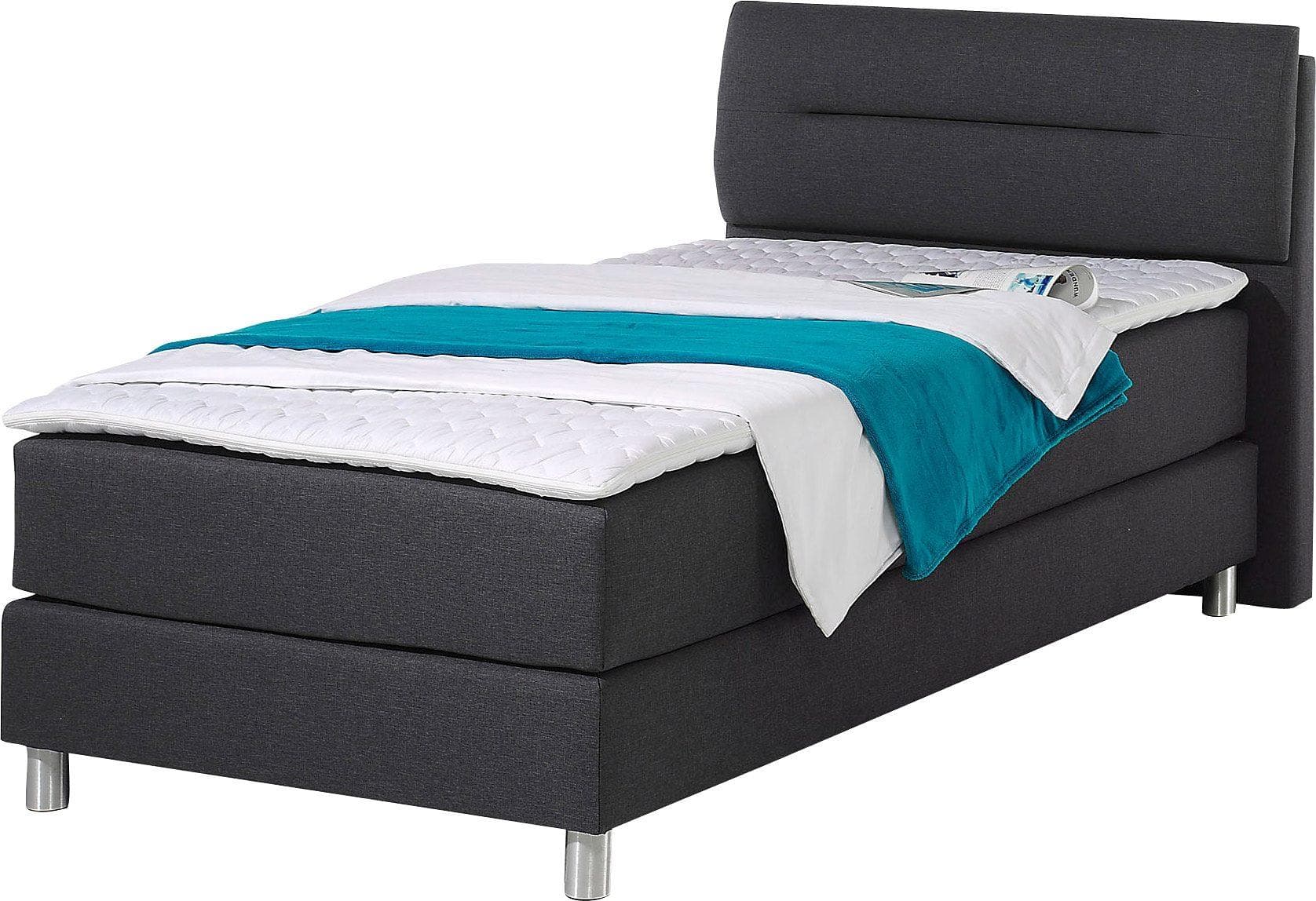 Boxspringbett MAINTAL Anthrazit 7-Zonen-Tonnentaschen-Federkernmatratze H3