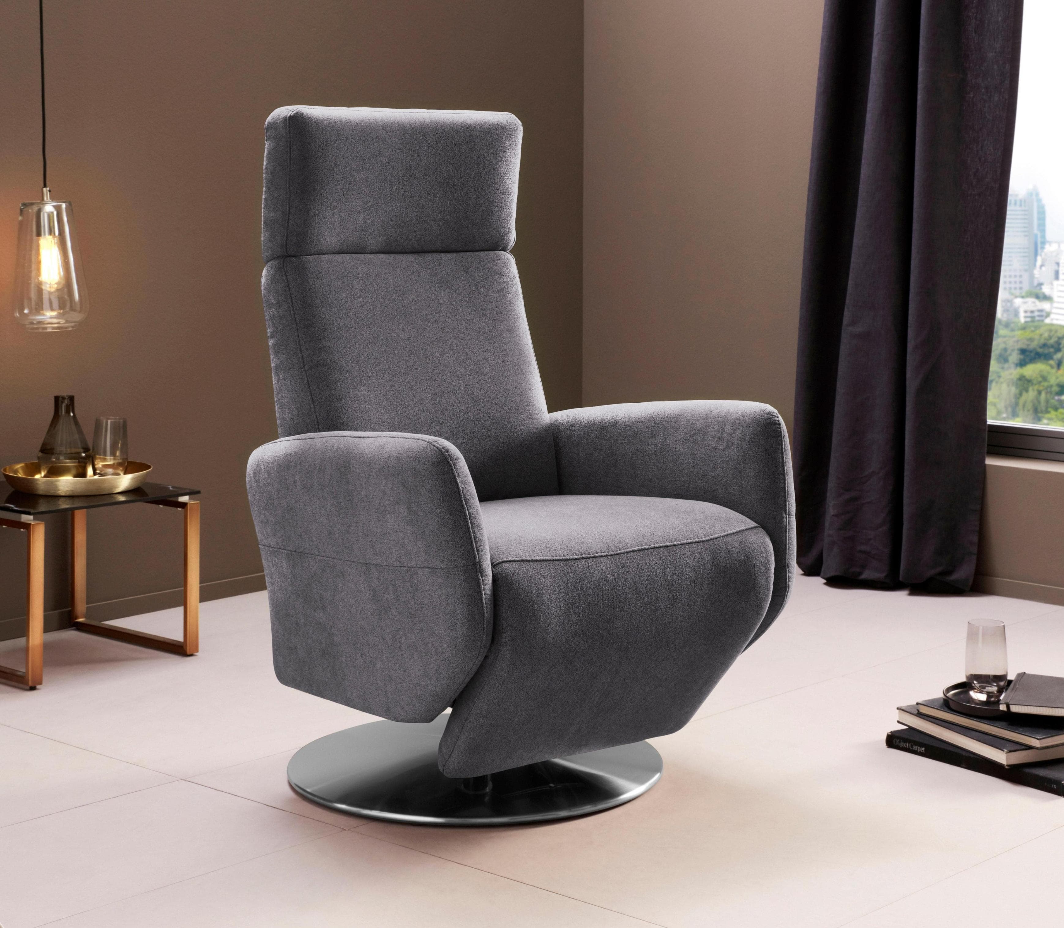 SIT & MORE TV-Sessel Kobra Grau Manuelle Relaxfunktion