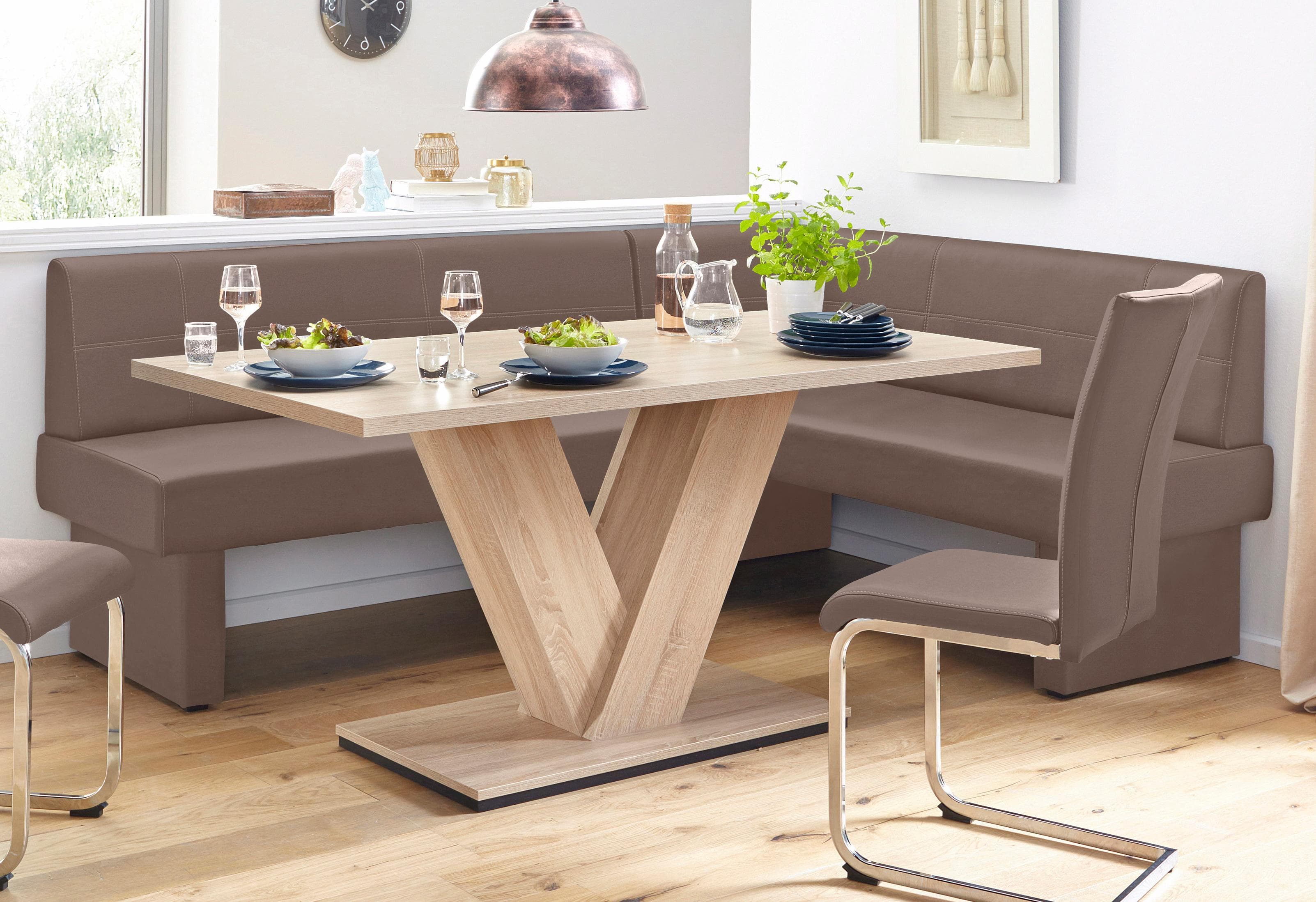 Home Affaire Eckbank aus Massivholz & Kunstleder